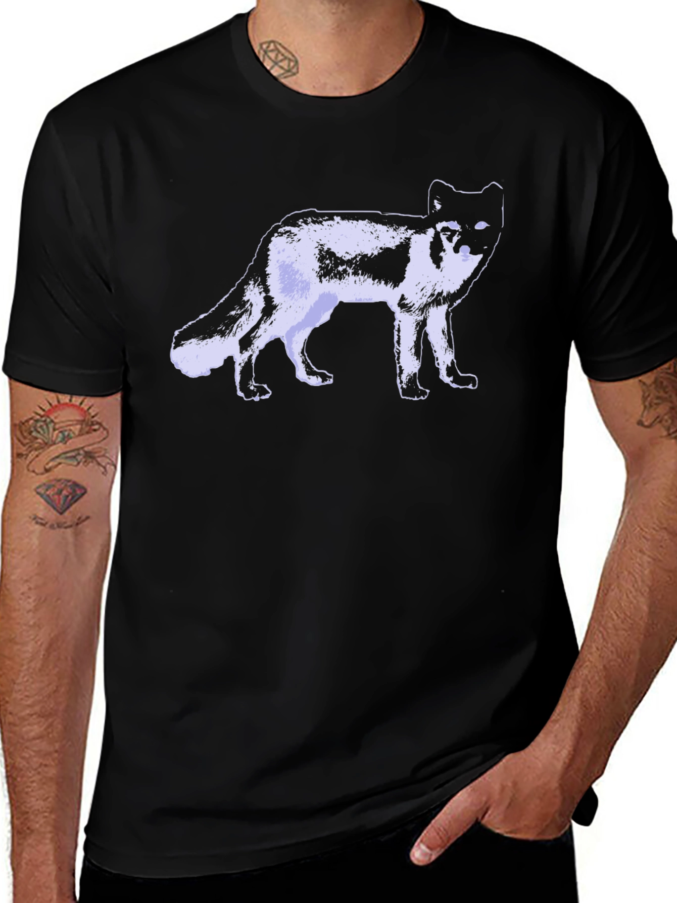 Variant 7 of Arctic Fox Graphic Tee - Black Casual T-Shirt