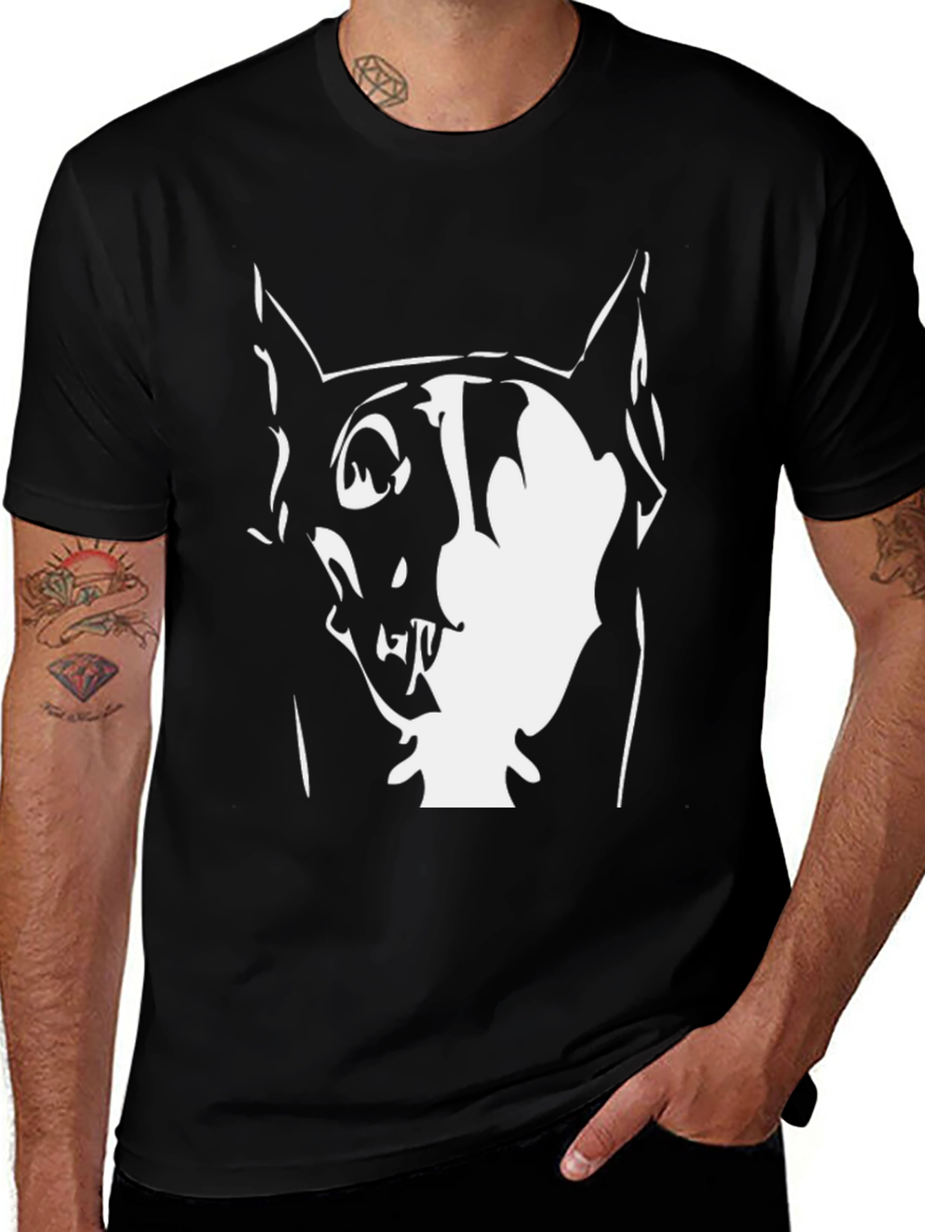 Variant 16 of Graphic Dog Print Black T-Shirt