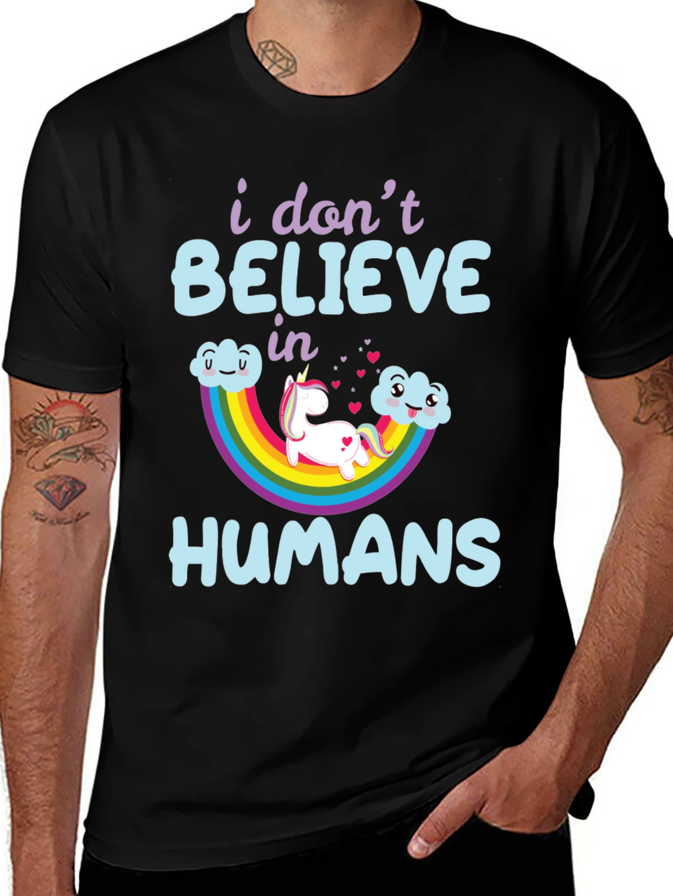 Variant 13 of Unicorn Rainbow Tee - I Don't Believe in Humans T-Shirt