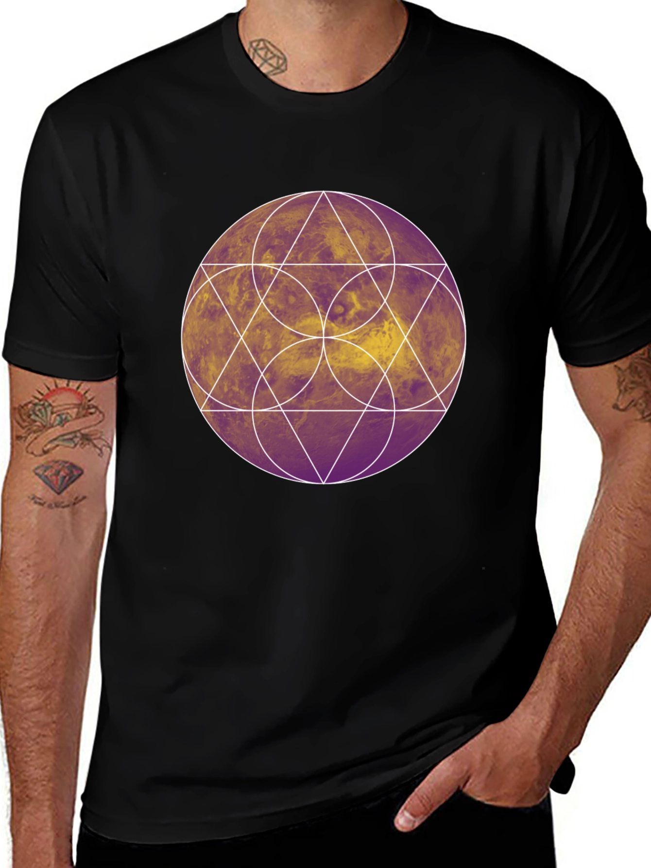 Variant 2 of Geometric Graphic Tee - Black