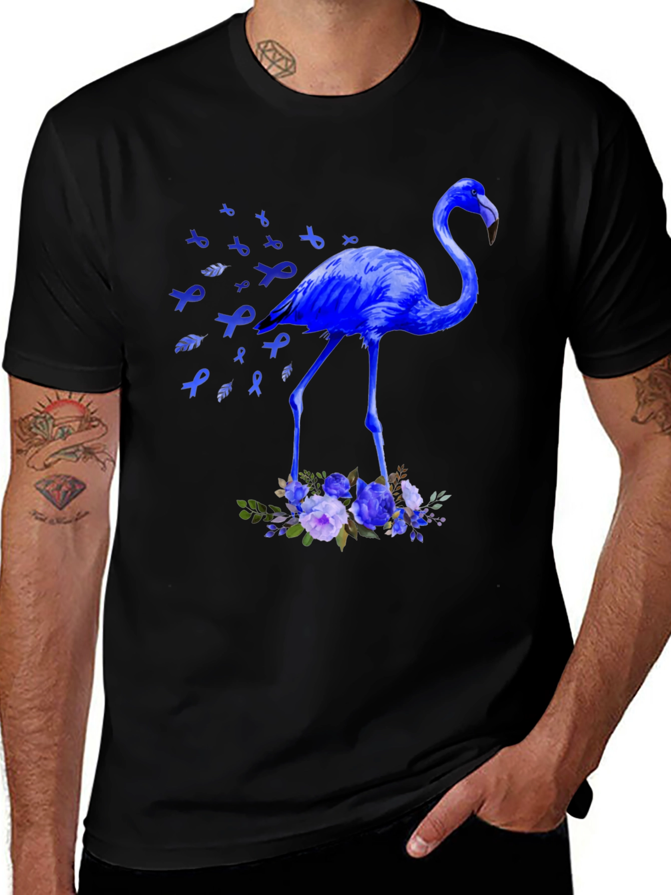 Variant 6 of Blue Flamingo Ribbon Graphic Tee