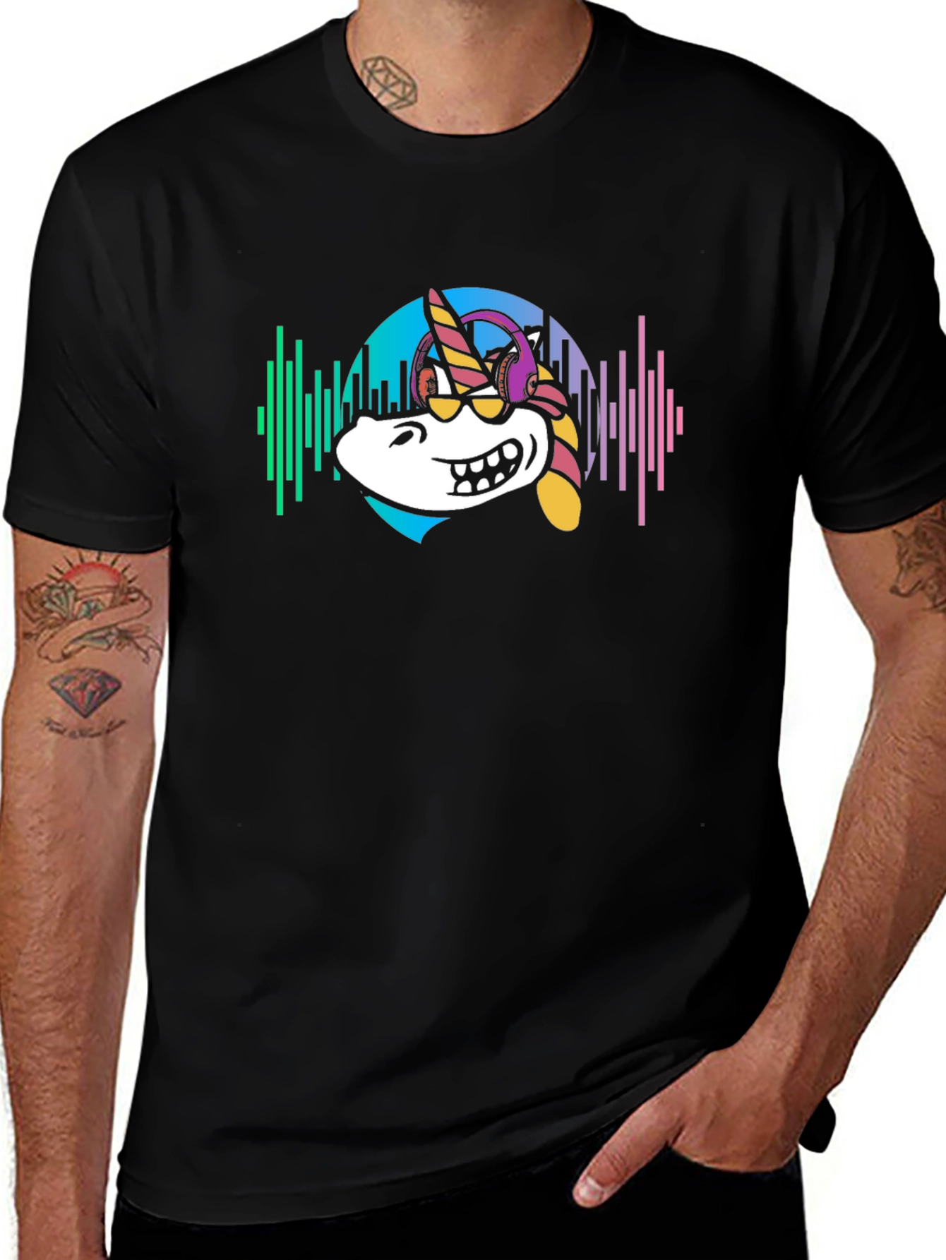 Variant 24 of Unicorn DJ Graphic Tee - Cool Black T-Shirt