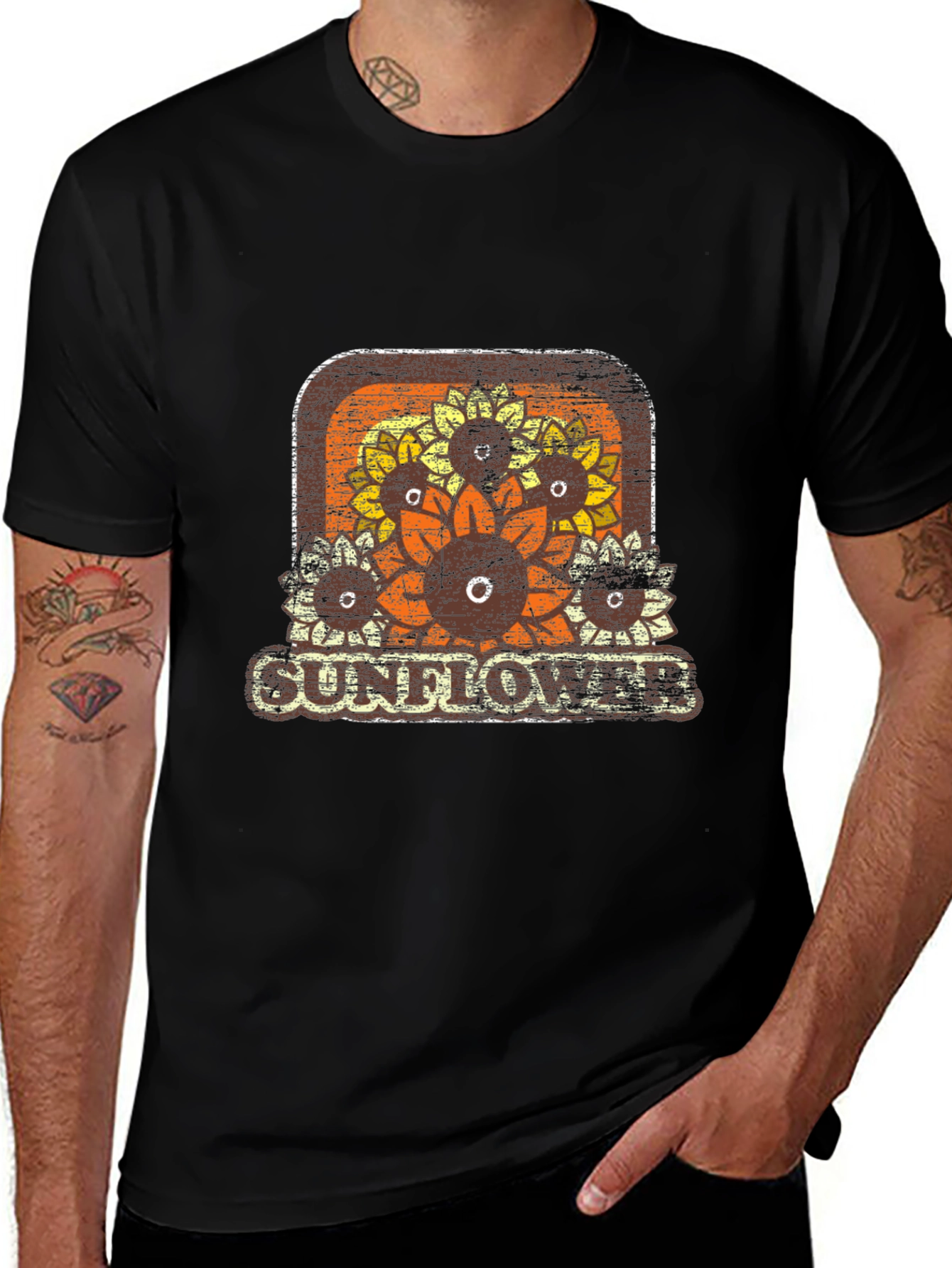 Variant 14 of Retro Sunflower Graphic Tee - Vintage Style