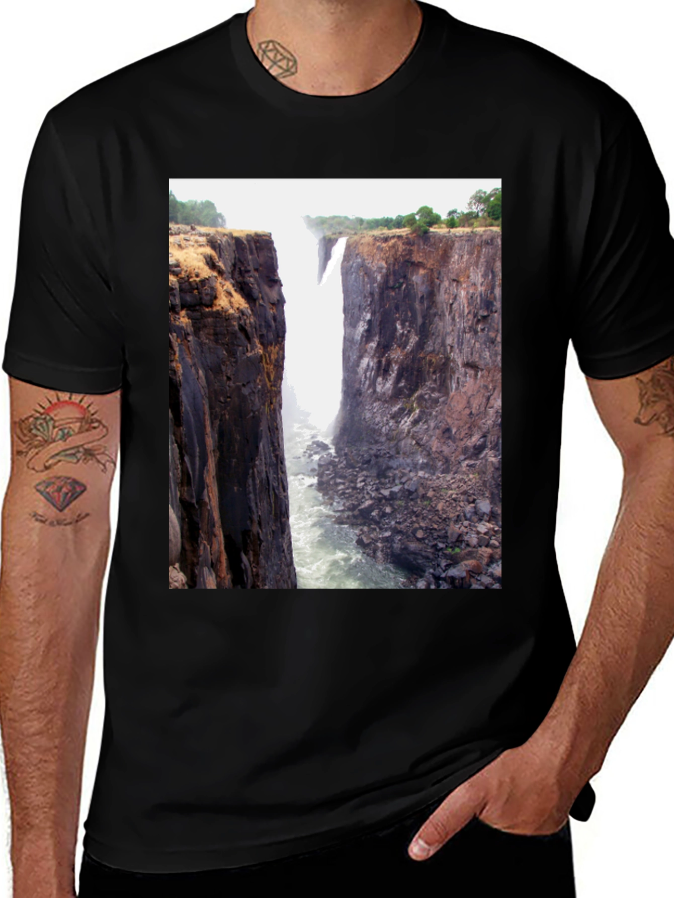 Variant 27 of Waterfall Graphic Tee - Black Short Sleeve
