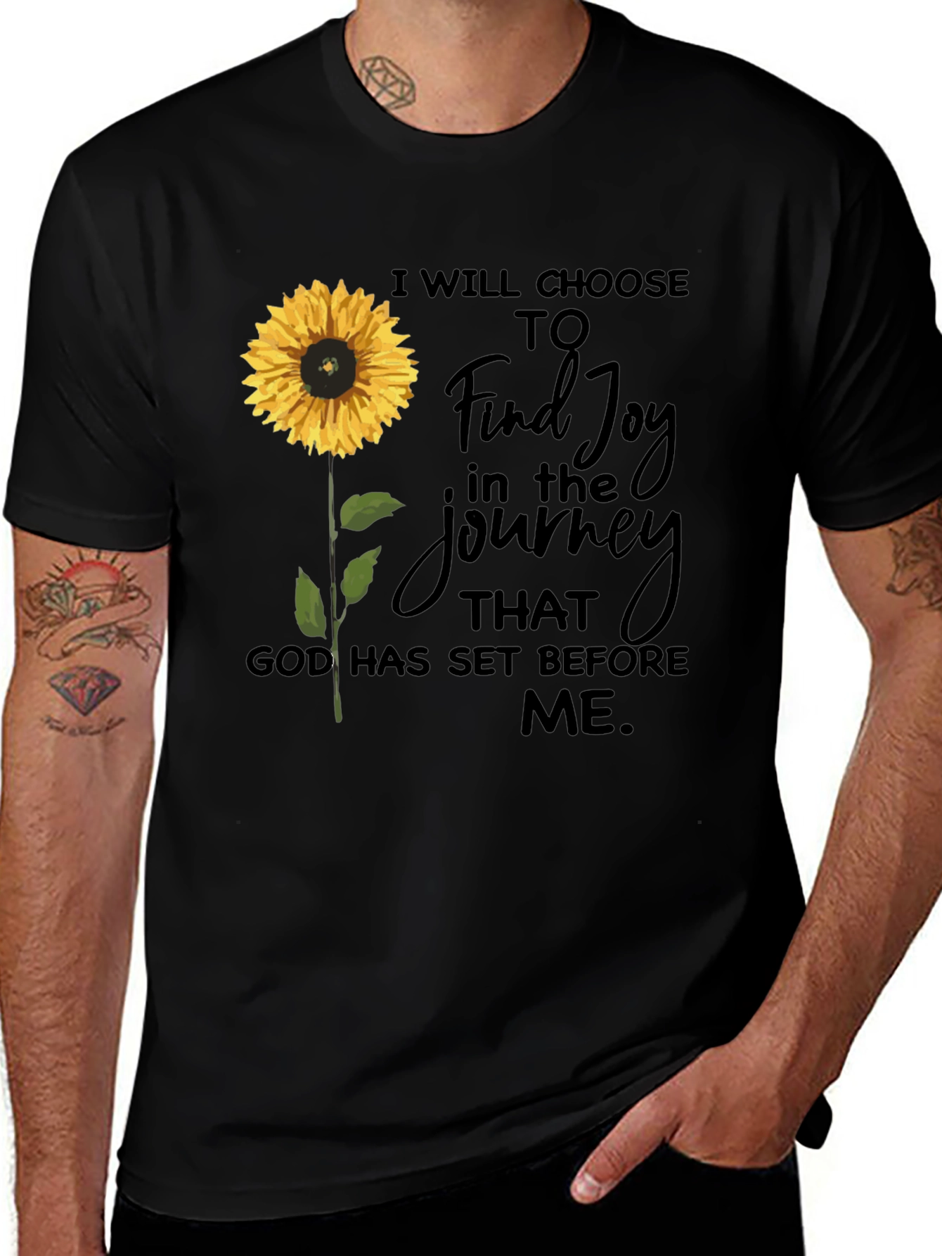 Black Sunflower Joy Journey T-Shirt main image
