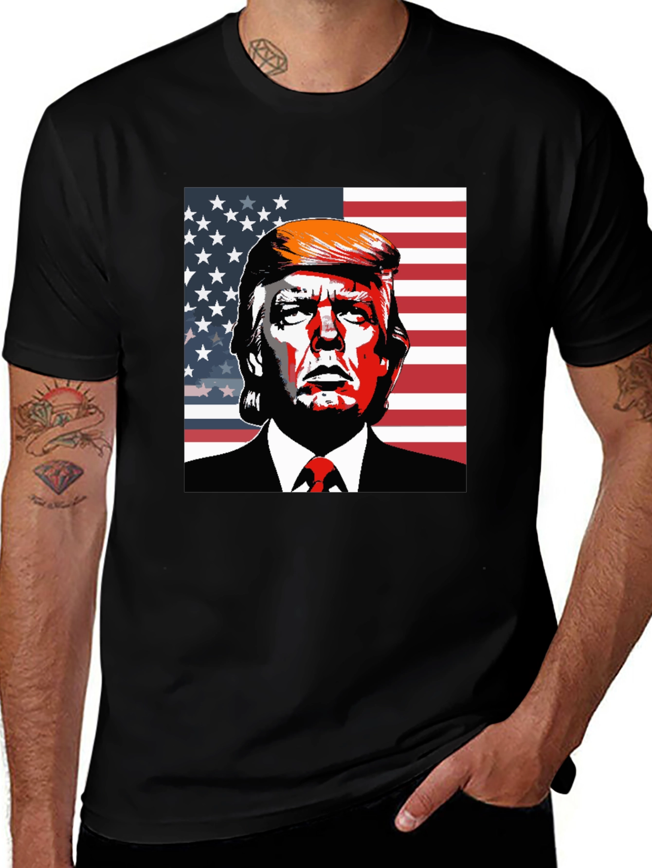 Variant 2 of Trump USA Flag Graphic T-Shirt