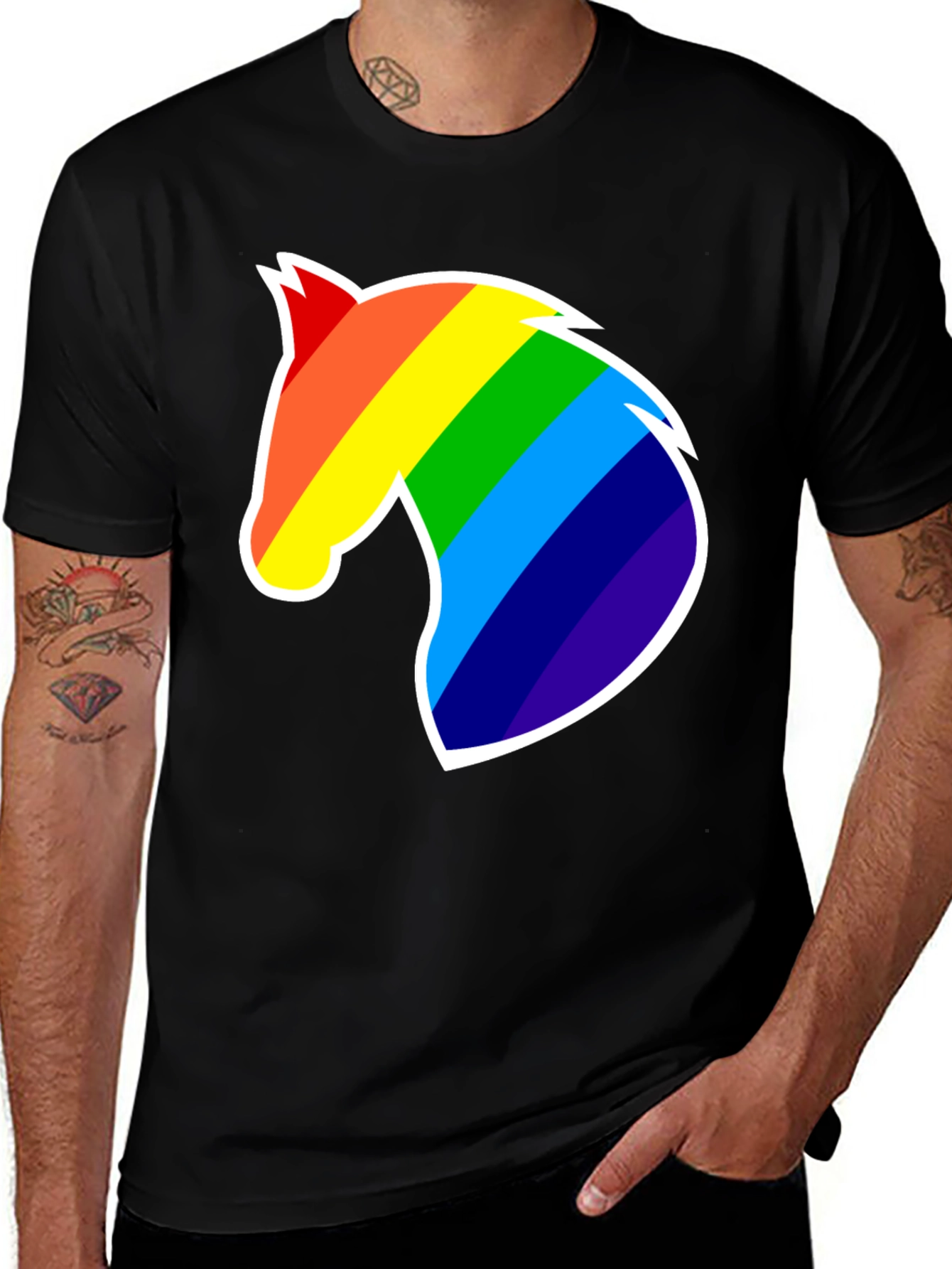 Variant 10 of Rainbow Horse Head Graphic T-Shirt