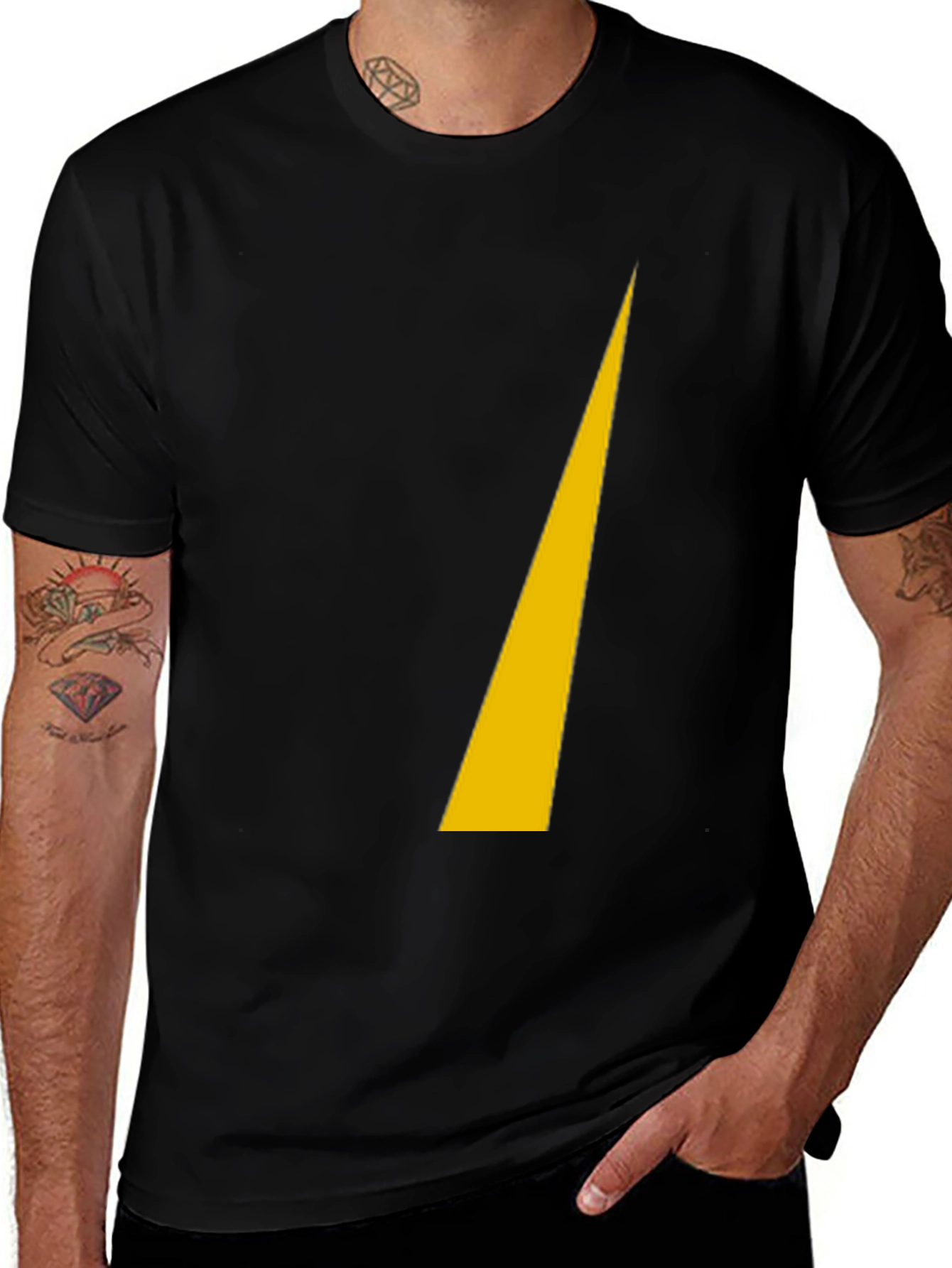 Variant 25 of Men's Black T-Shirt with Yellow Graphic