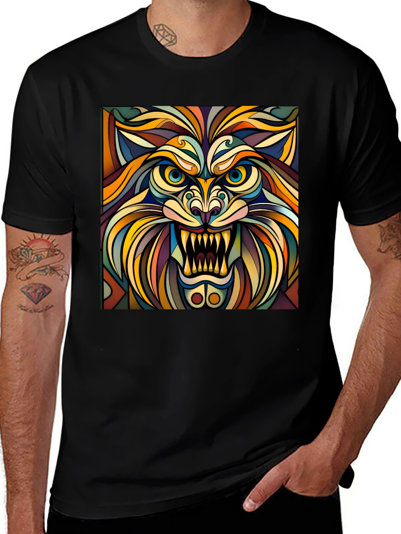 Variant 10 of Abstract Lion Graphic T-Shirt