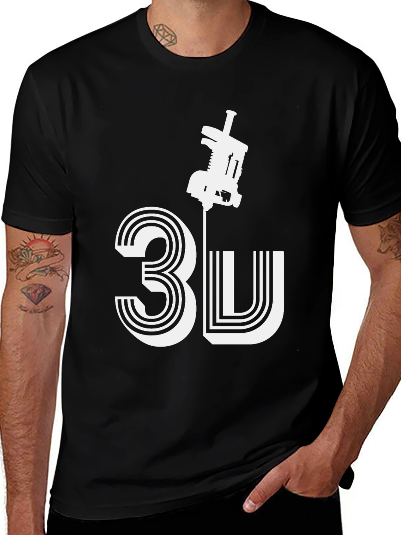 3D Printing T-Shirt Black Cotton Graphic Tee