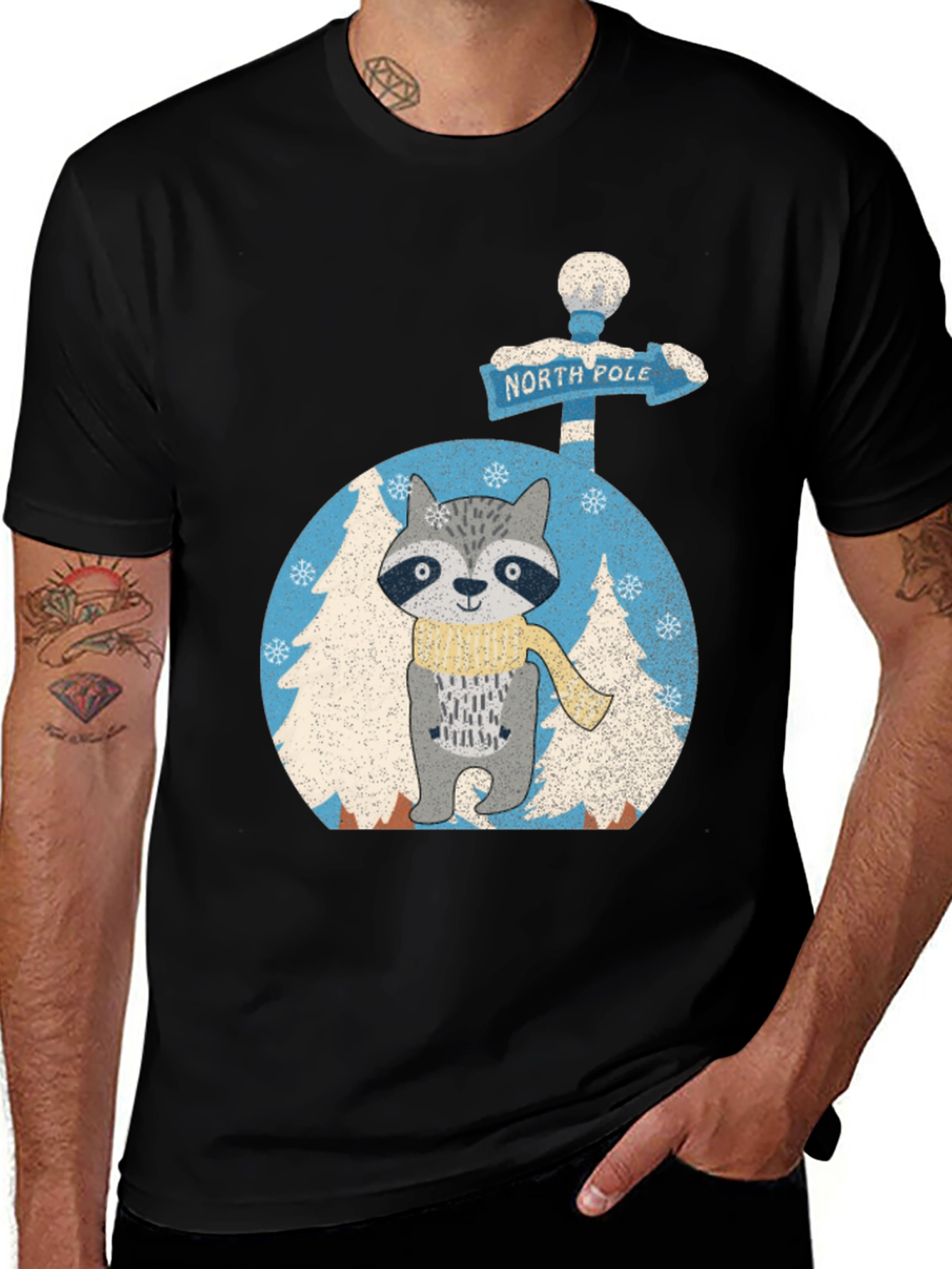 North Pole Raccoon Graphic Tee