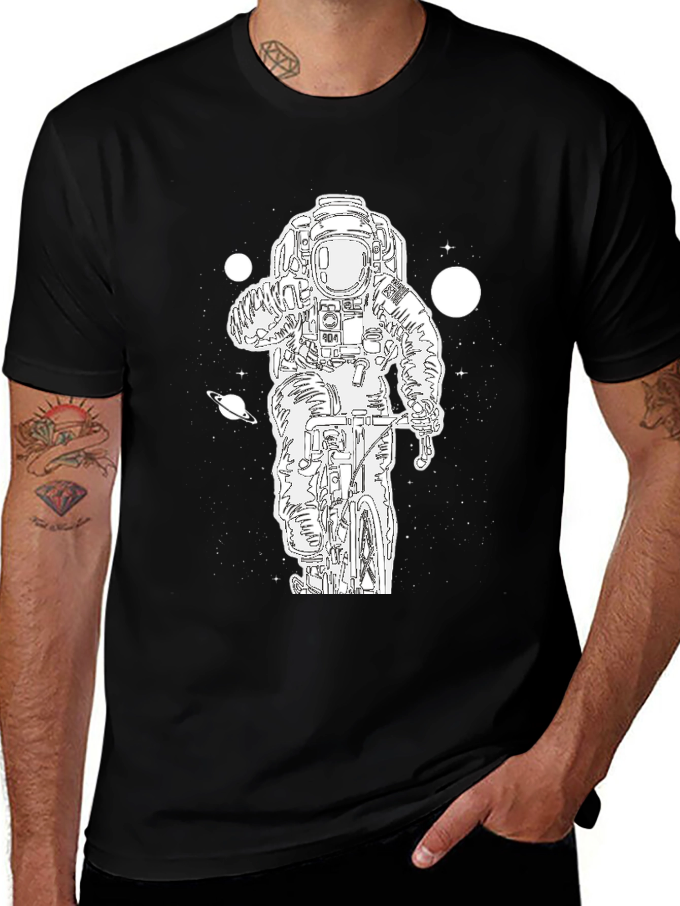 Variant 11 of Astronaut Biker Graphic Tee - Black
