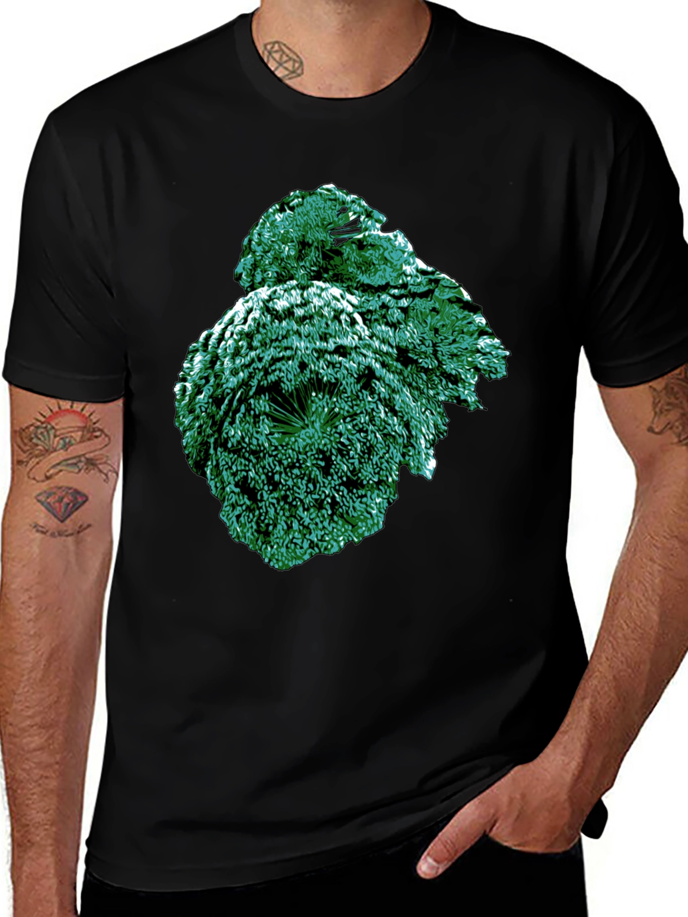 Variant 22 of Emerald Fractal Graphic Tee - Modern Art Shirt