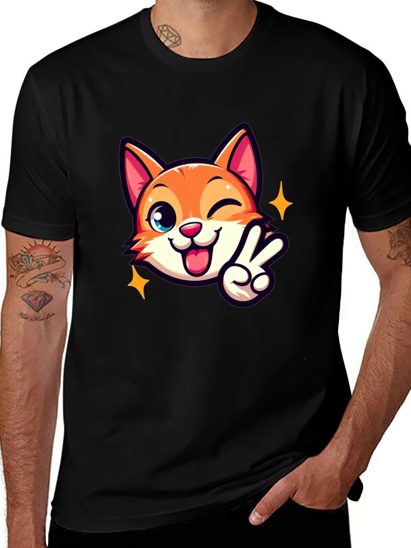 Variant 9 of Cute Cartoon Cat Graphic T-Shirt - Unisex
