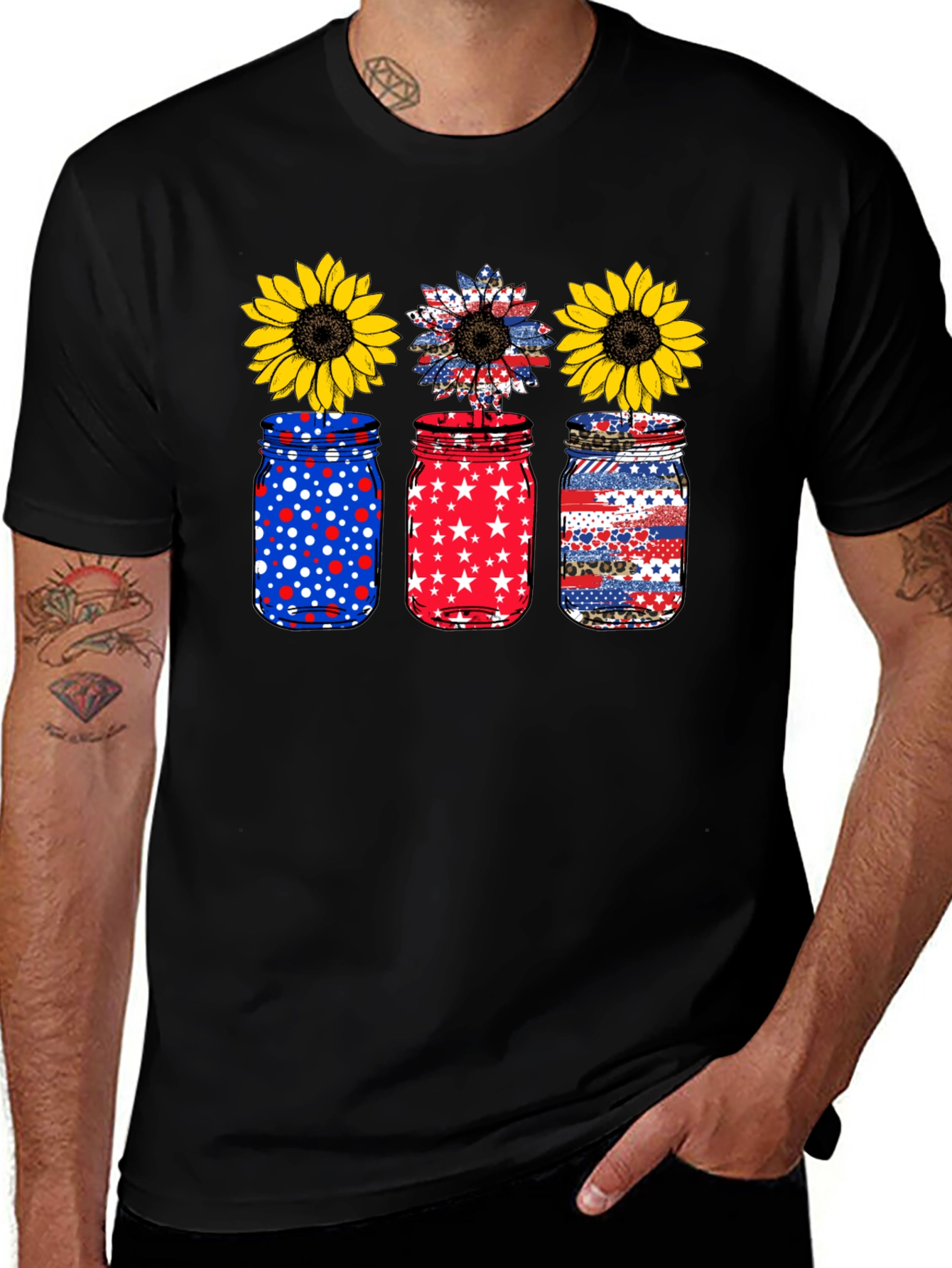 Variant 9 of Patriotic Sunflower Jars Graphic T-Shirt