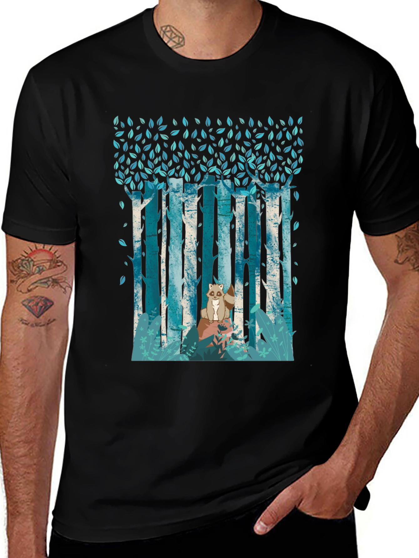 Raccoon Forest Graphic Tee - Nature Lover's Shirt