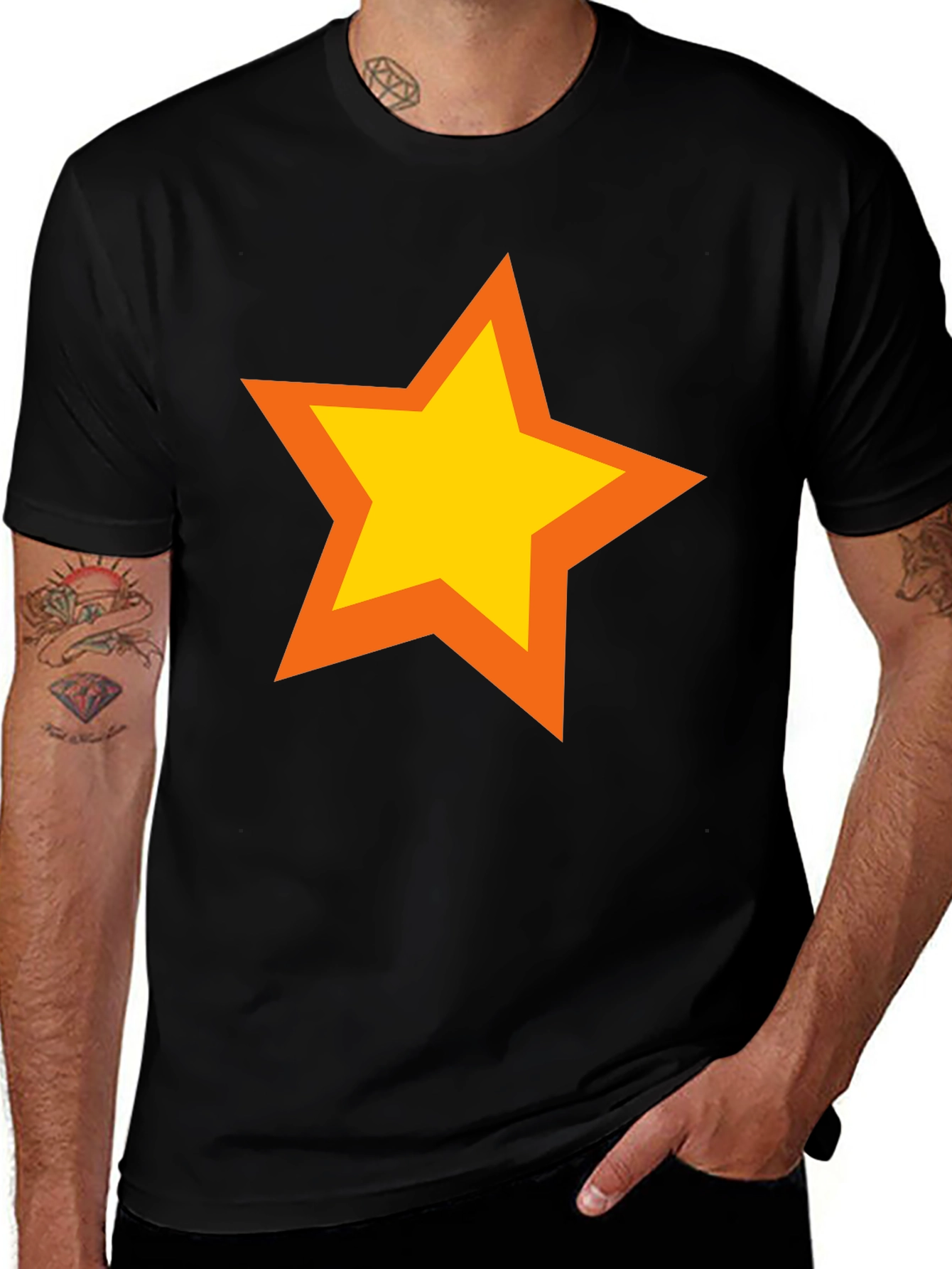Variant 22 of Bold Star Graphic Tee - Black Casual Shirt