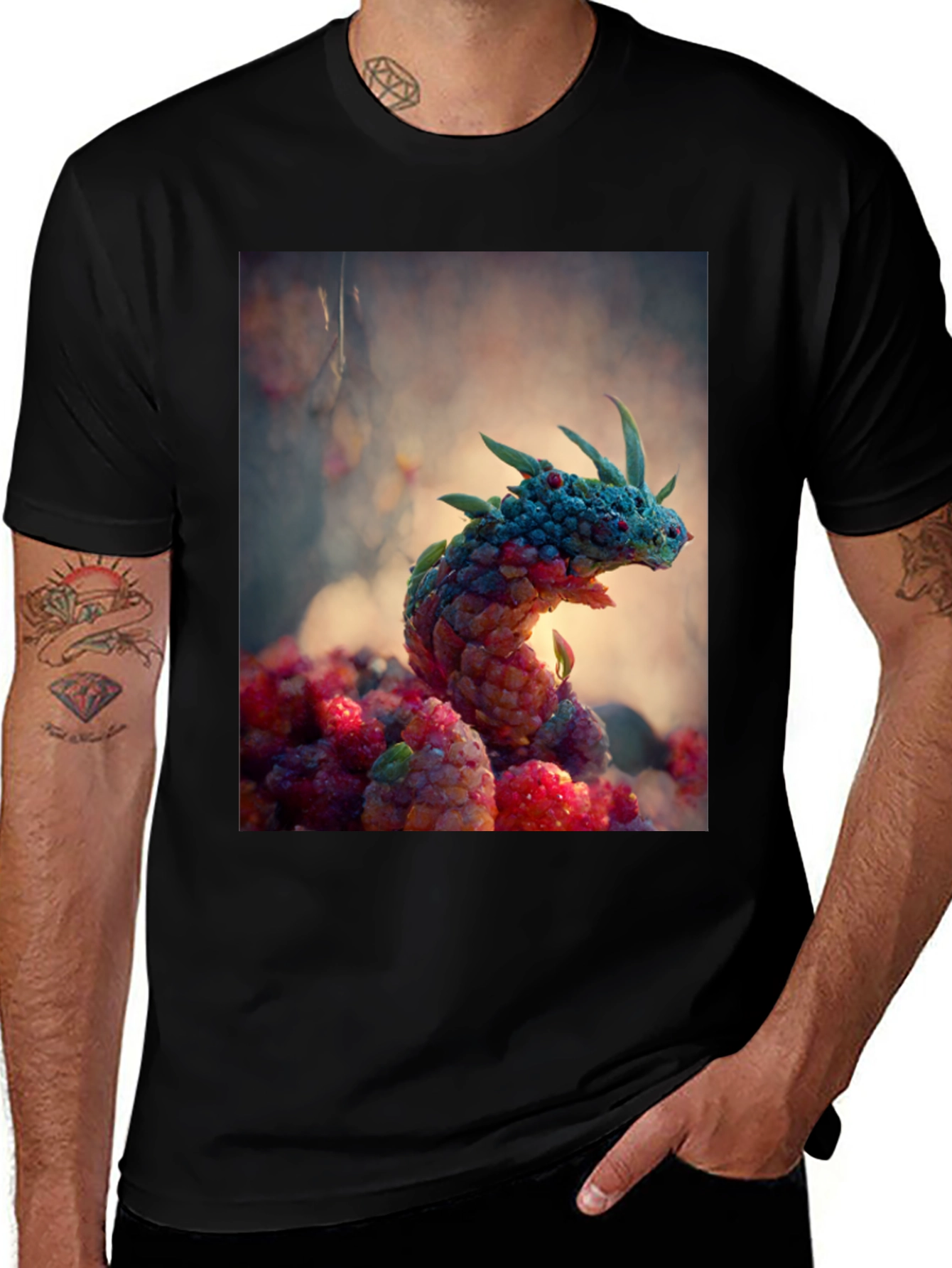 Variant 3 of Dragon Raspberry Graphic Tee - Unique Design