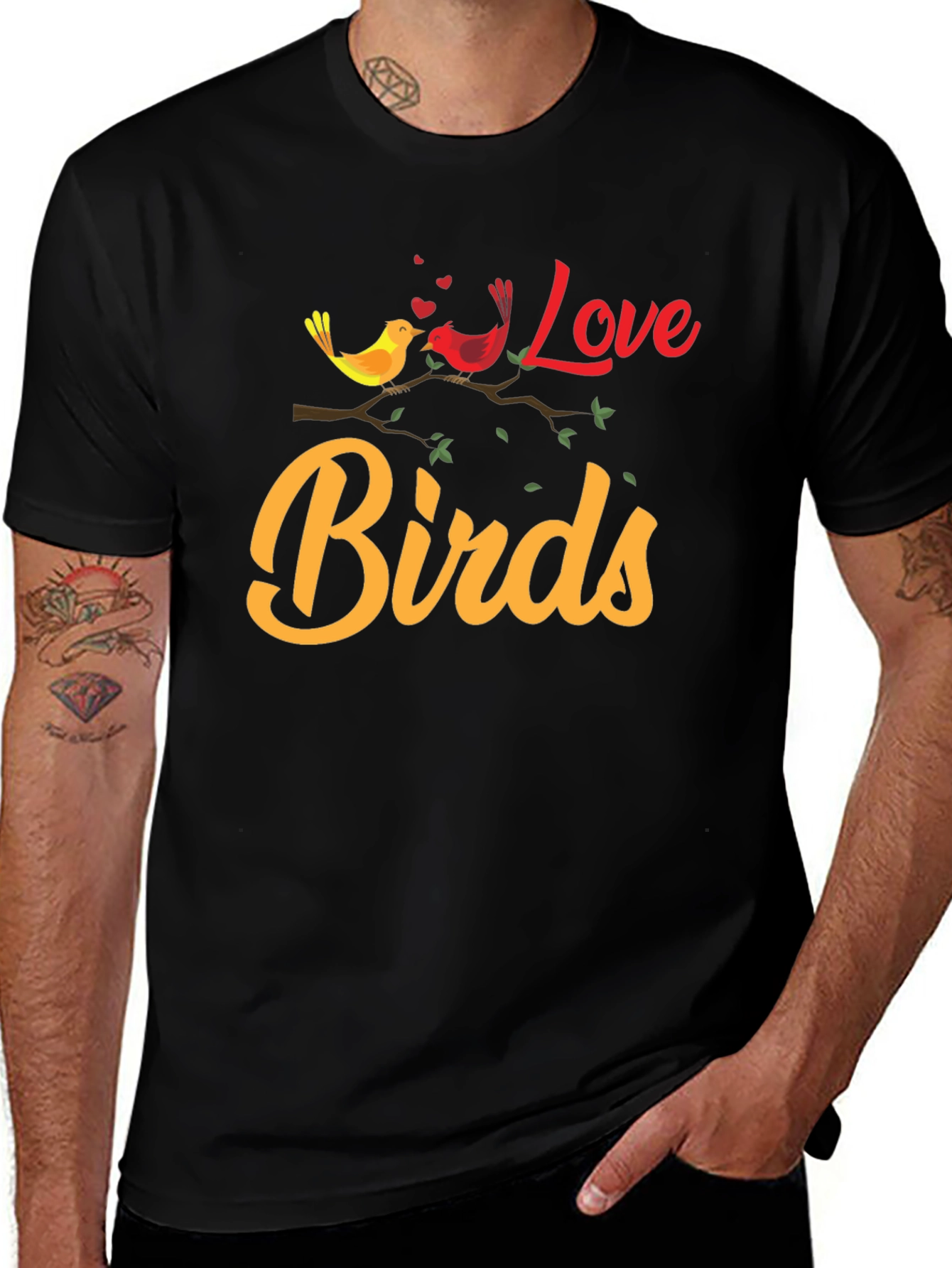 Variant 16 of Love Birds Graphic Tee - Black Cotton T-Shirt