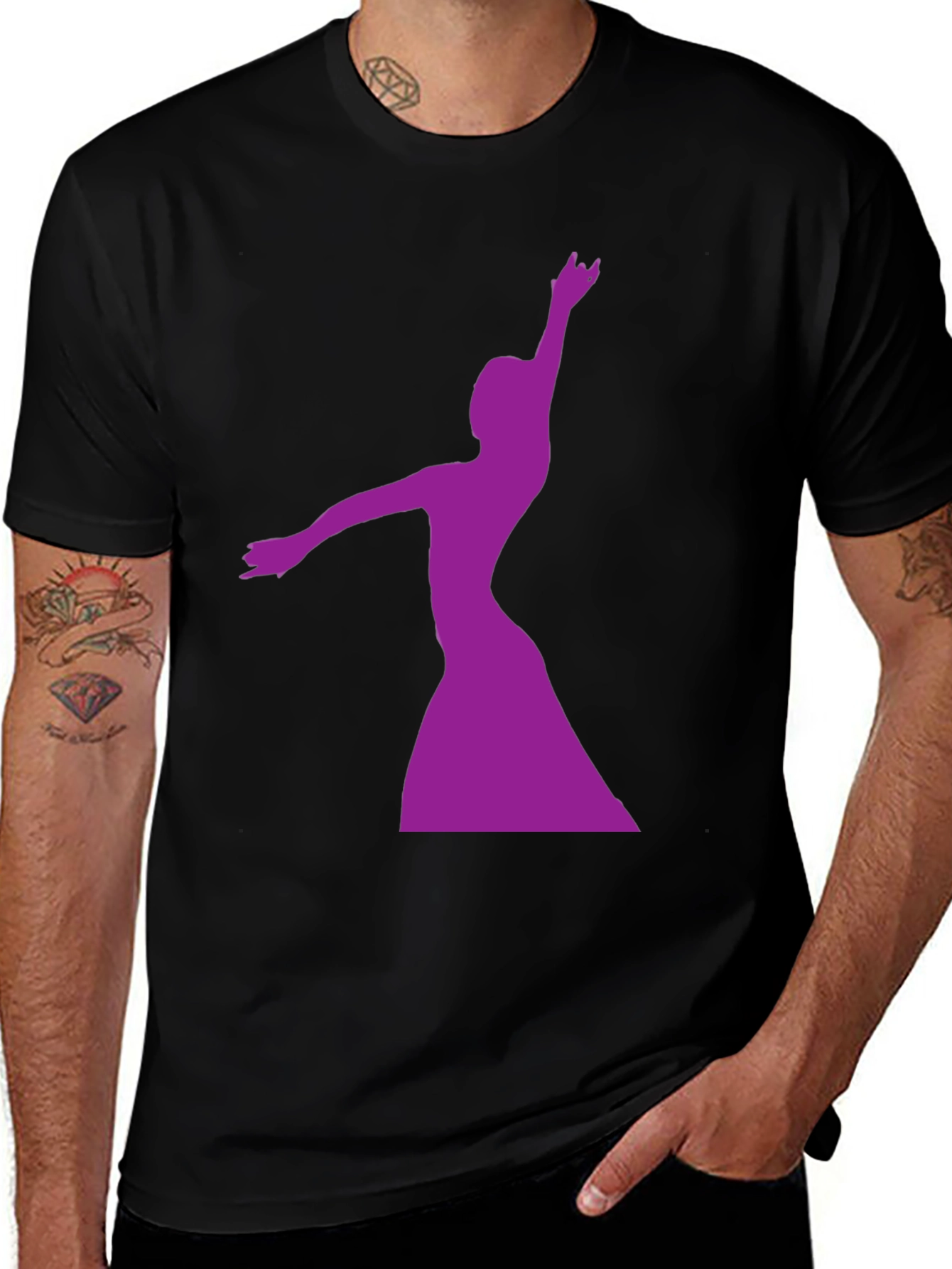 Variant 28 of Elegant Dancer Graphic Tee - Black Cotton T-Shirt