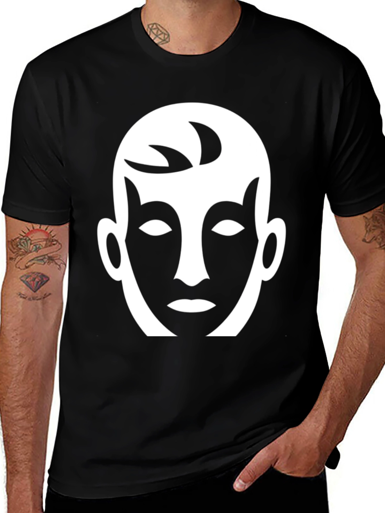 Variant 16 of Abstract Face Graphic Tee - Black