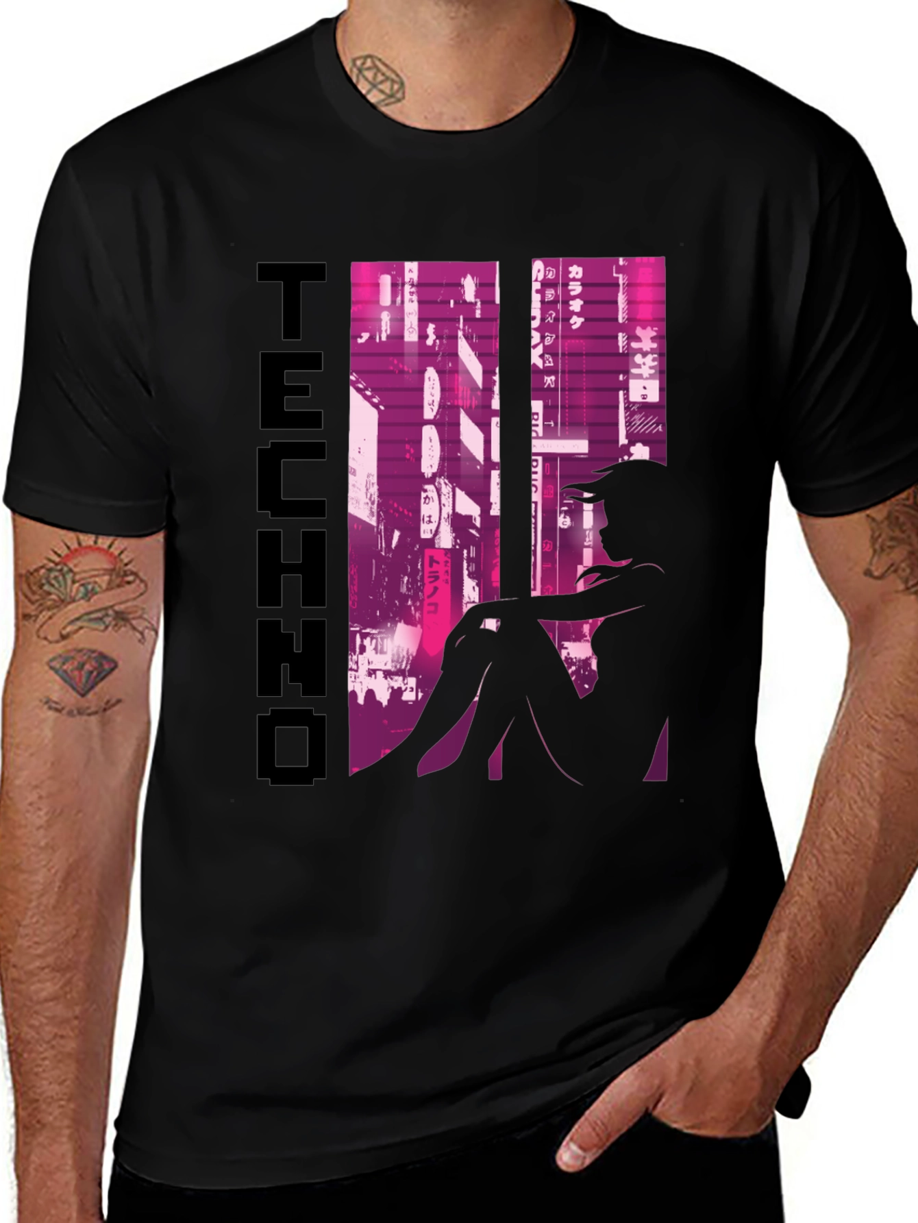 Variant 19 of Techno Anime Girl Graphic T-Shirt