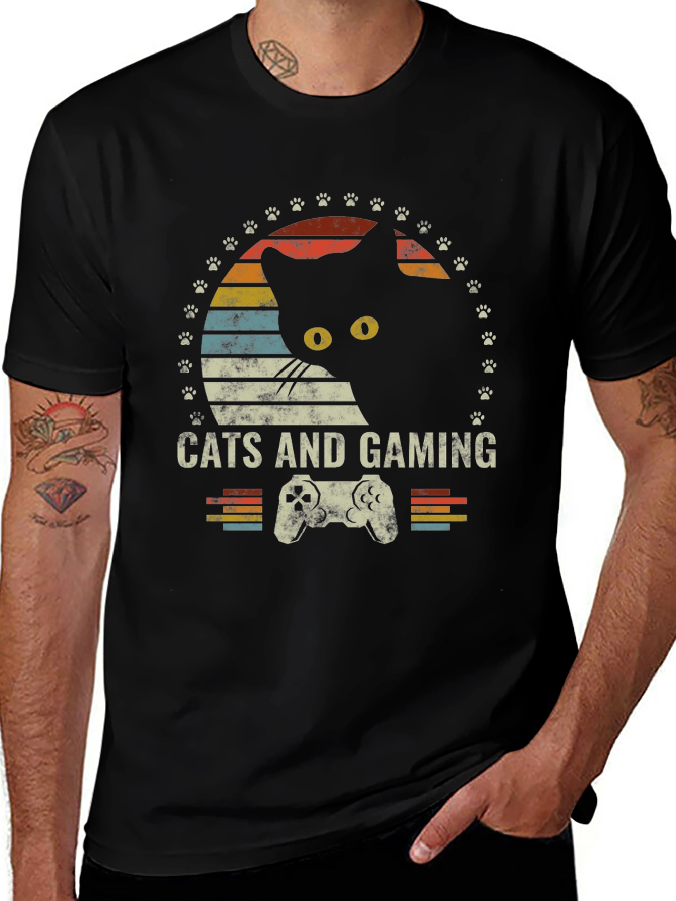 Variant 19 of Cats and Gaming T-Shirt - Retro Gamer Tee