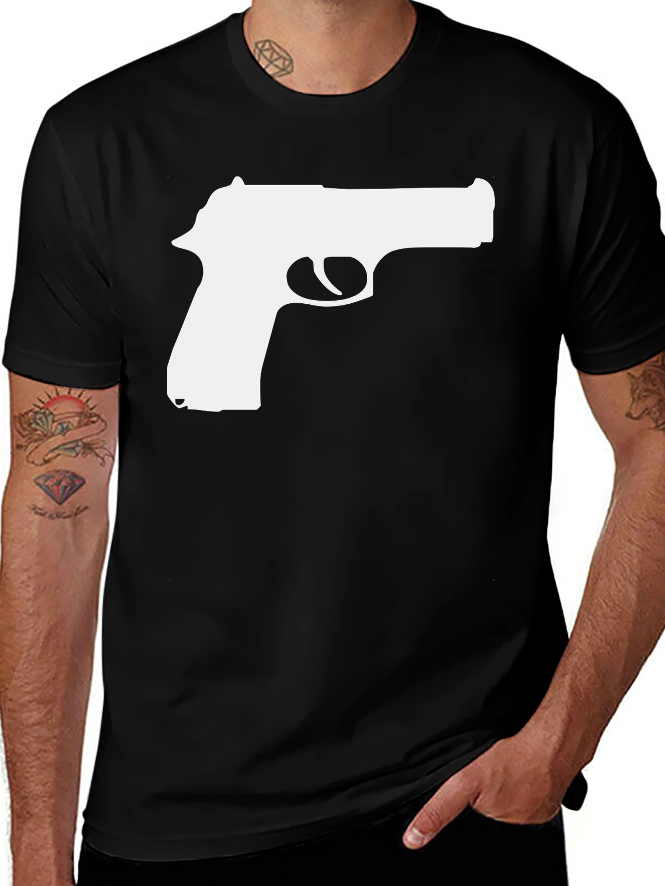 Variant 8 of Gun Graphic Tee - Bold Black T-Shirt