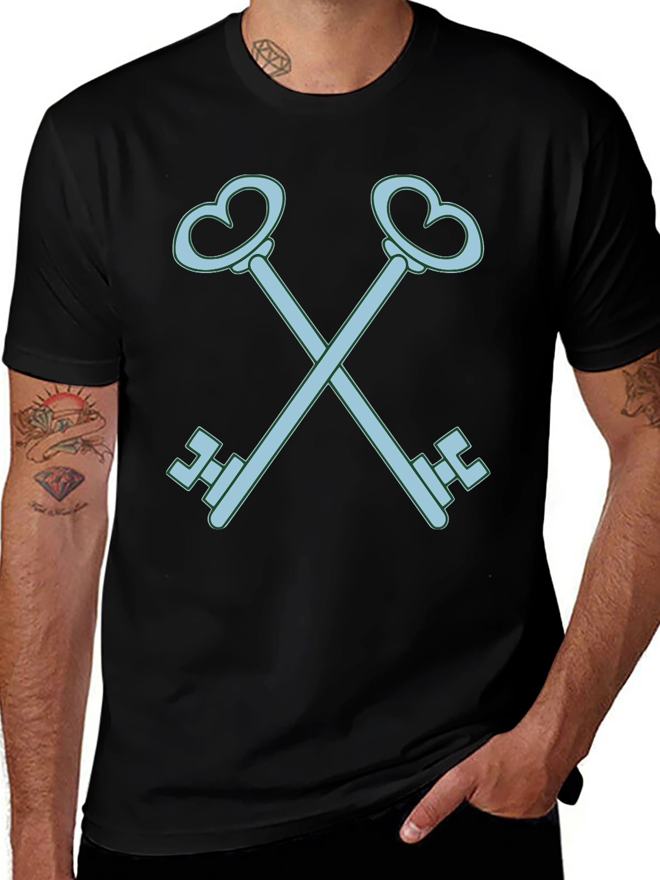 Variant 21 of Heart Key Graphic Tee - Black Cotton