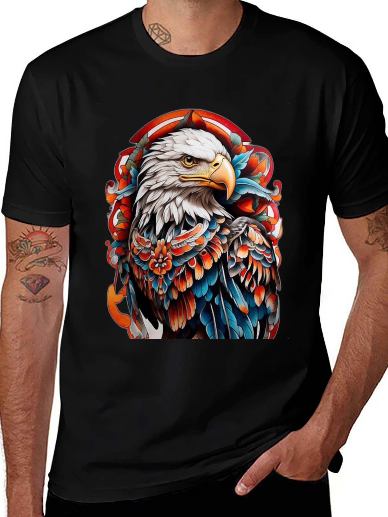 Variant 25 of Eagle Tattoo Graphic Tee - Bold Black T-Shirt