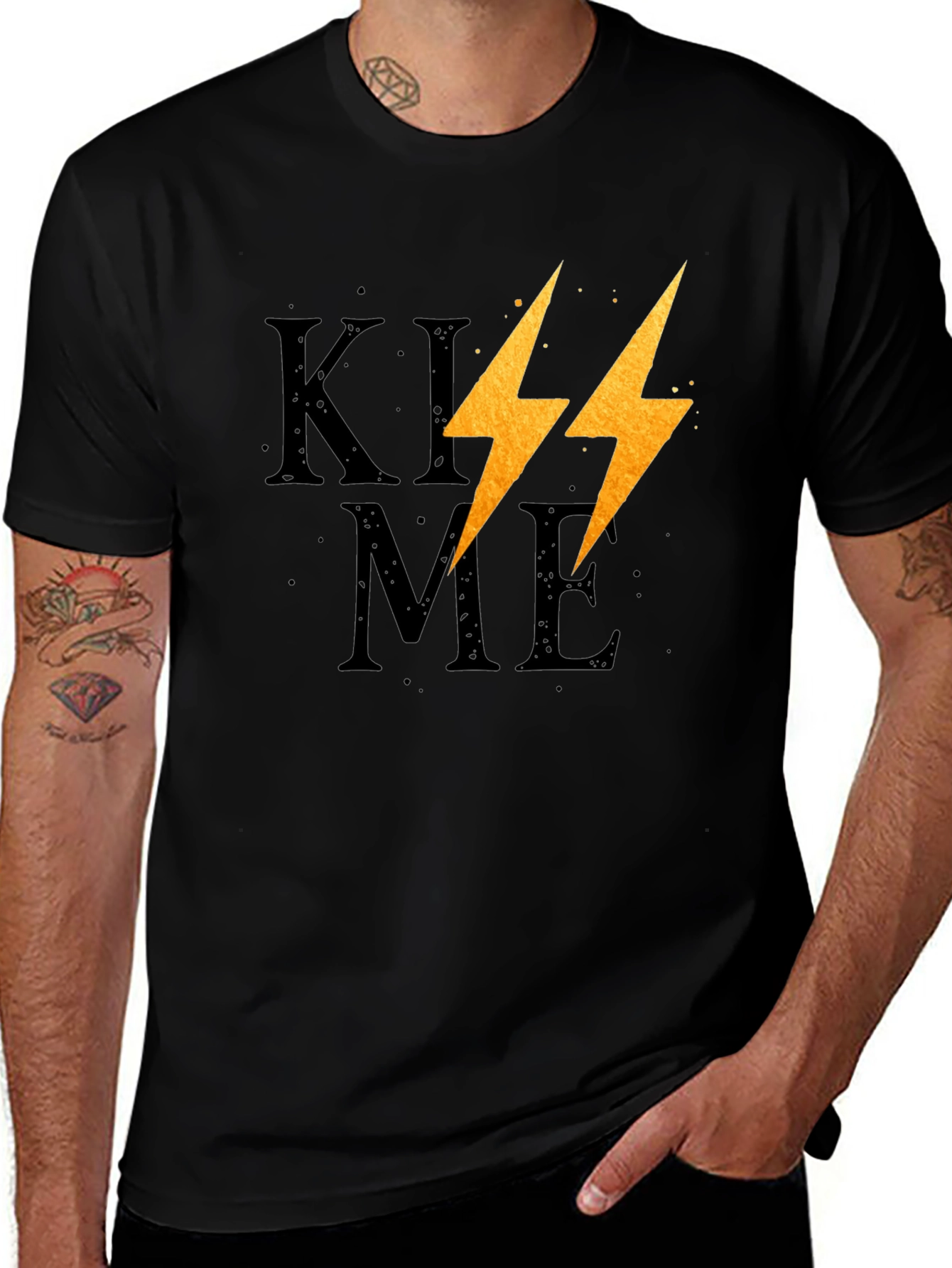 Variant 15 of Kiss Me Lightning Bolt Graphic Tee - Trendy Style