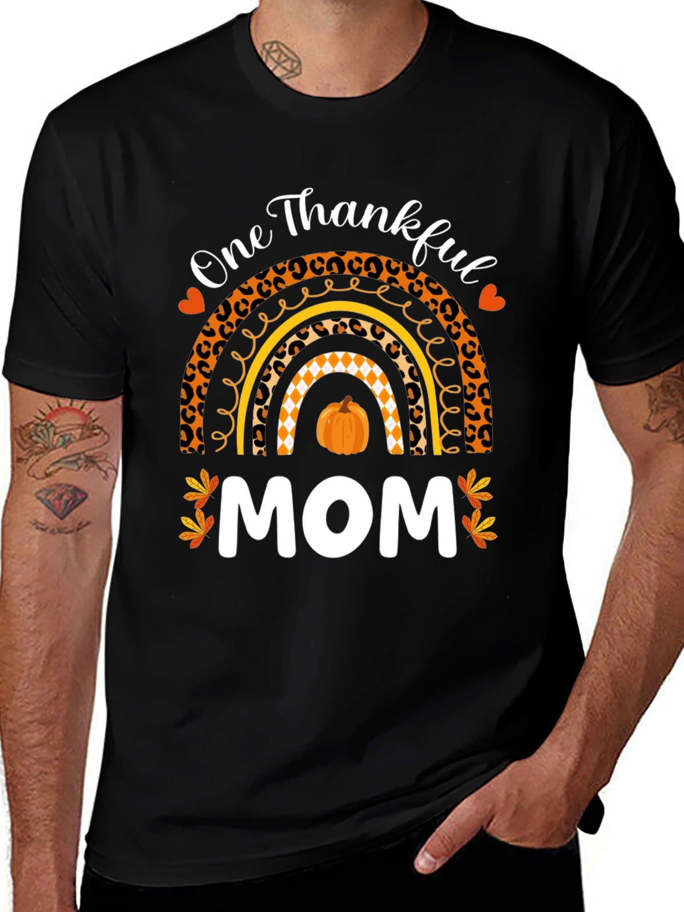 Thankful Mom T-Shirt - Fall Rainbow Thanksgiving Tee