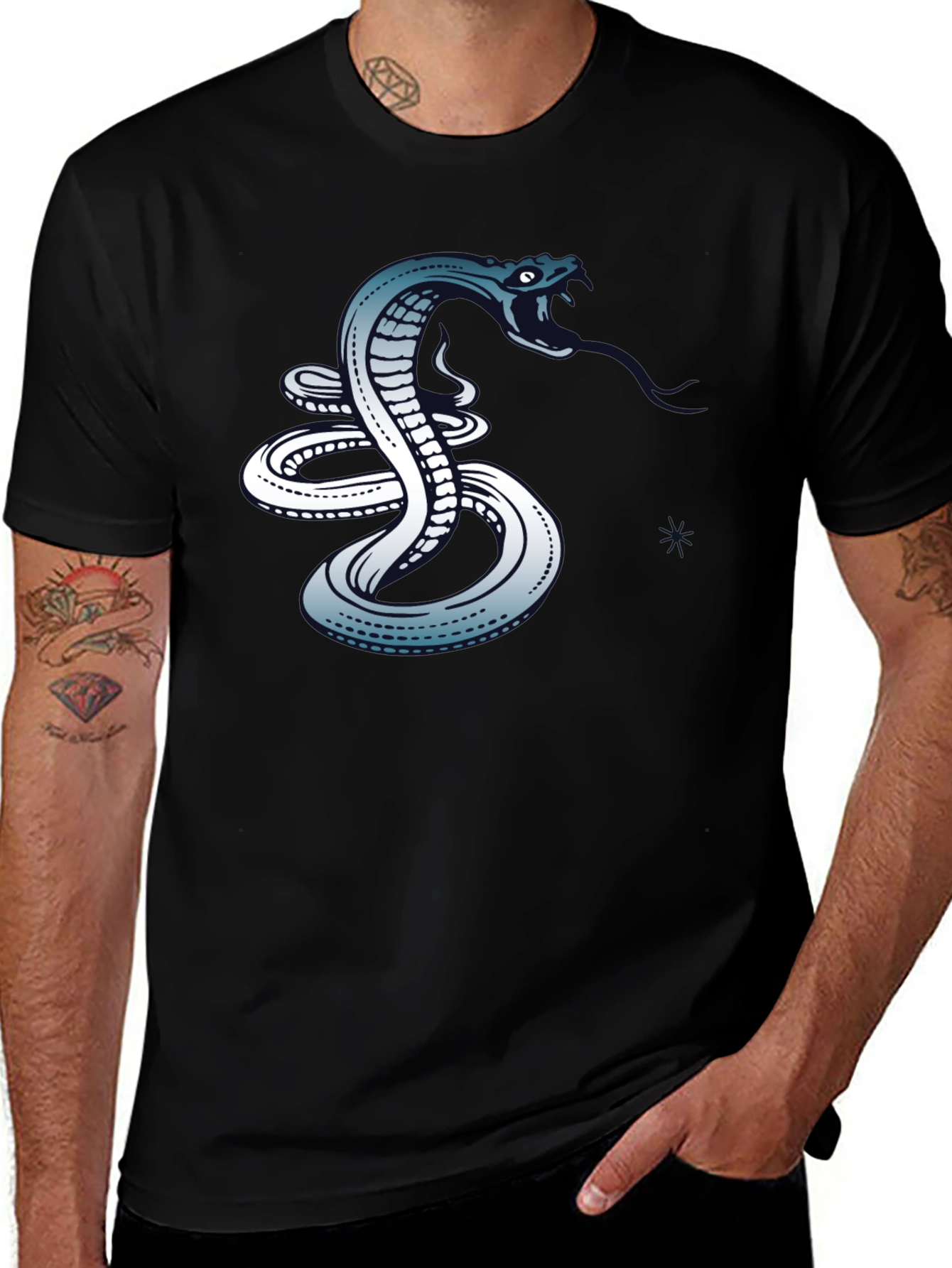 Variant 24 of Men's Black Snake Graphic T-Shirt