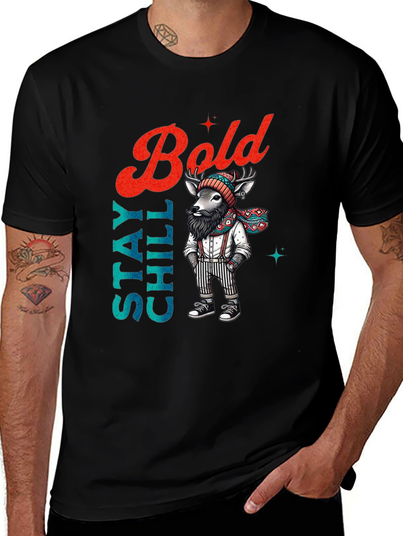 Variant 19 of Stay Chill Bold Deer Graphic Tee