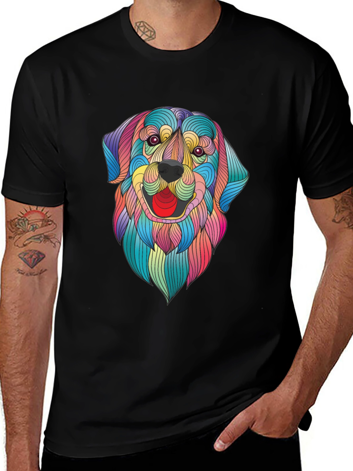 Variant 30 of Vibrant Dog Graphic Tee - Artistic Pet Lover Shirt