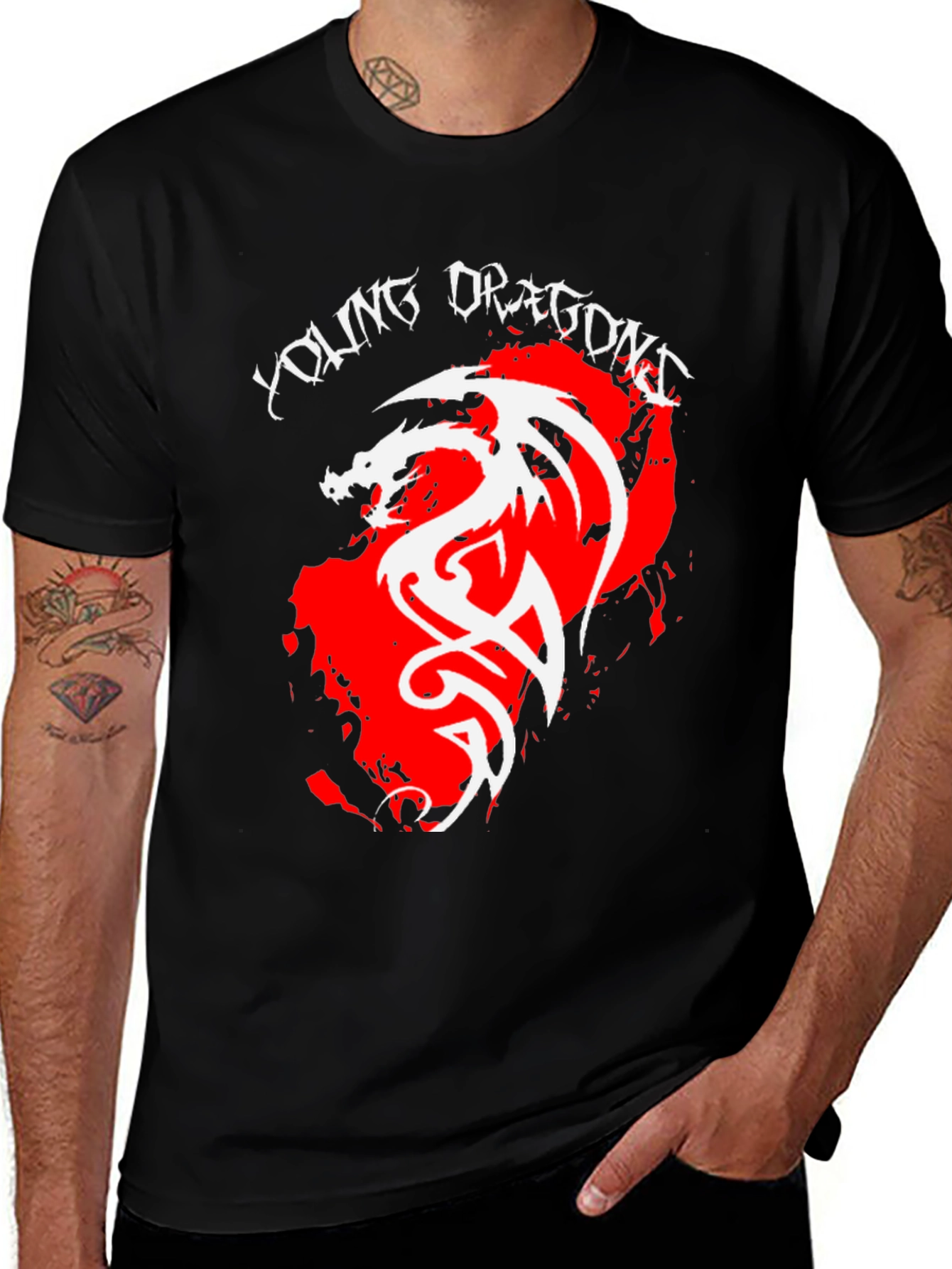 Variant 11 of Young Dragons Graphic Tee - Black Cotton T-Shirt