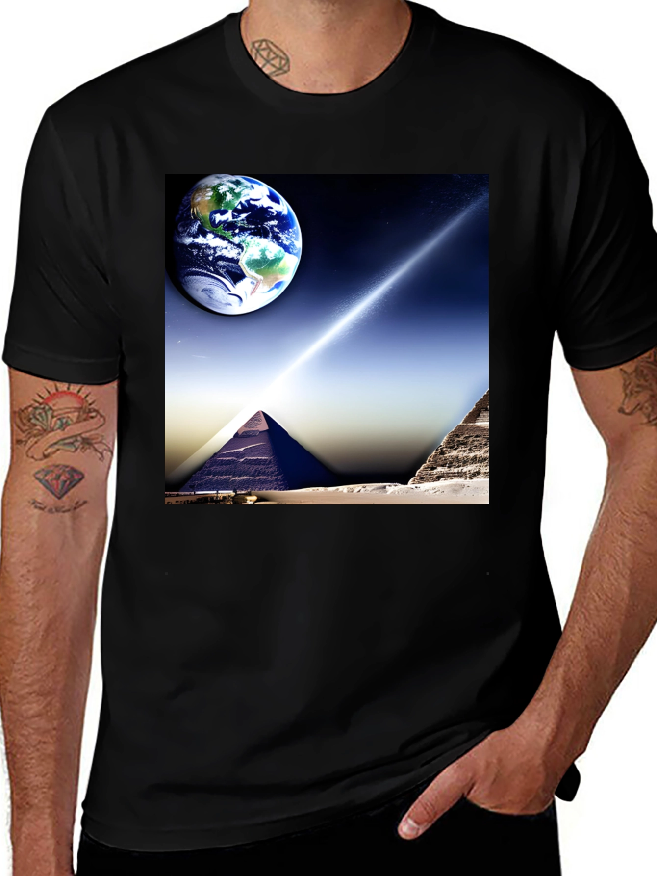 Variant 5 of Earth Pyramid Beam Black T-Shirt