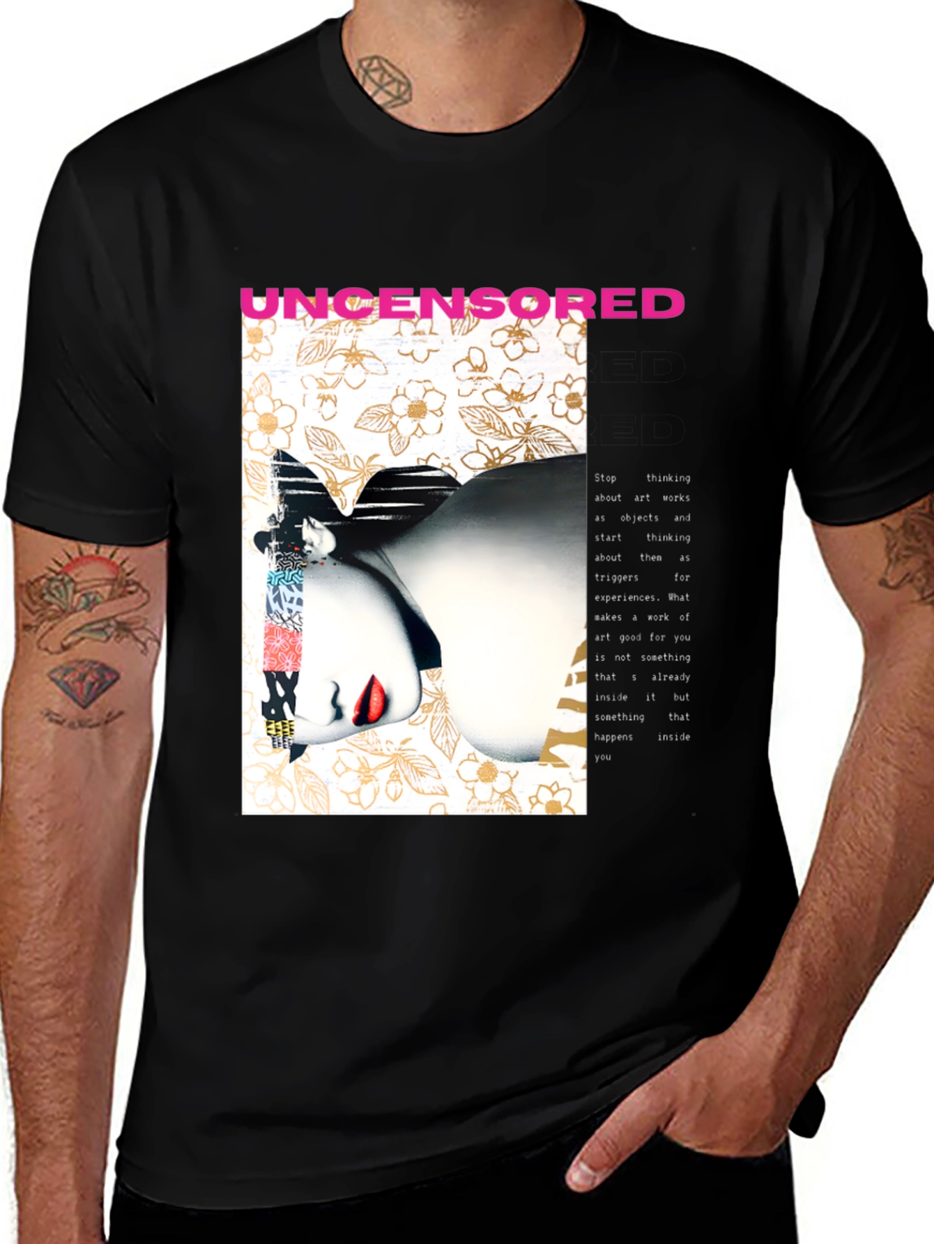 Variant 29 of Uncensored Graphic Print Black T-Shirt