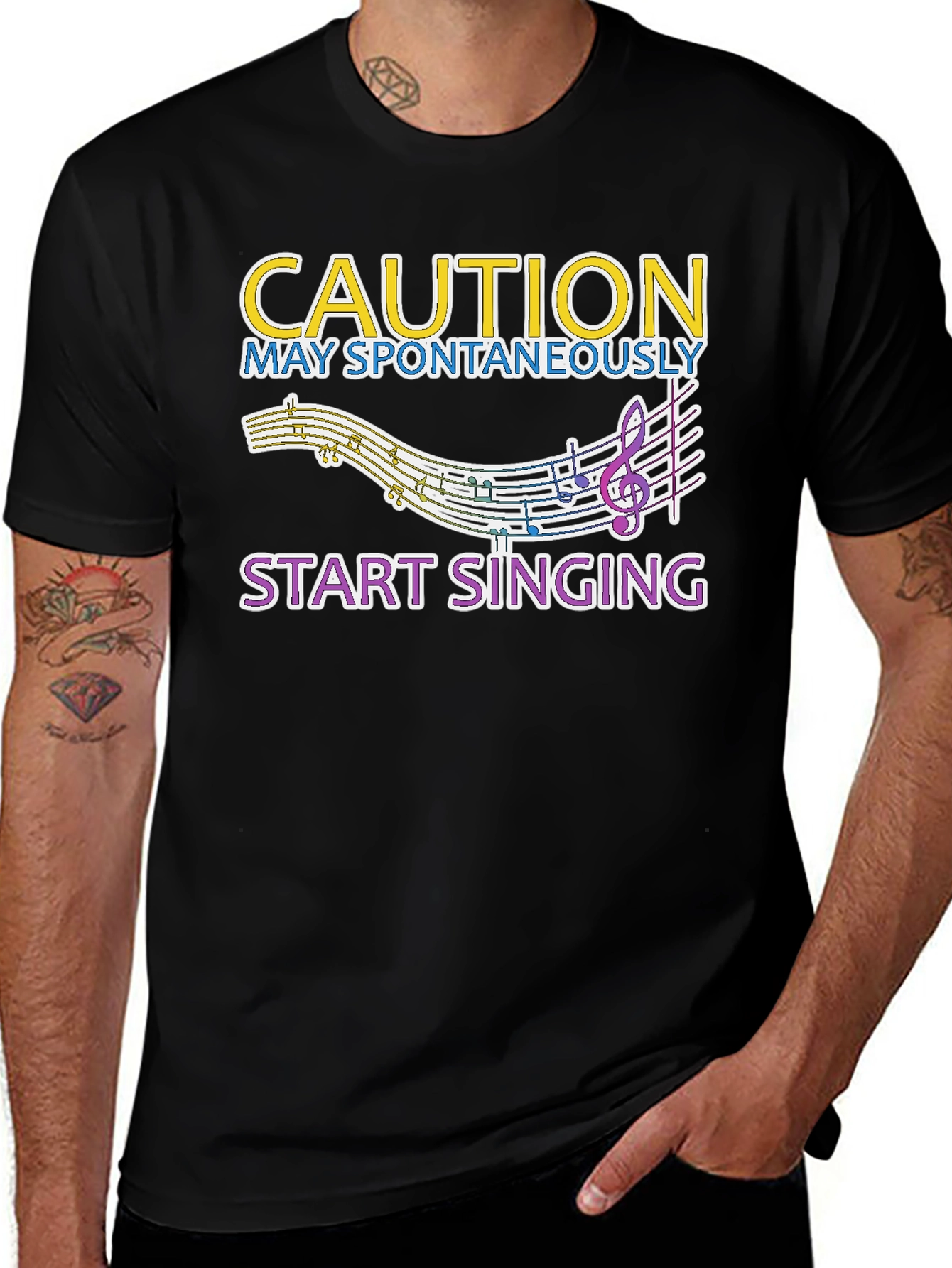 Variant 9 of Caution May Spontaneously Start Singing Tee