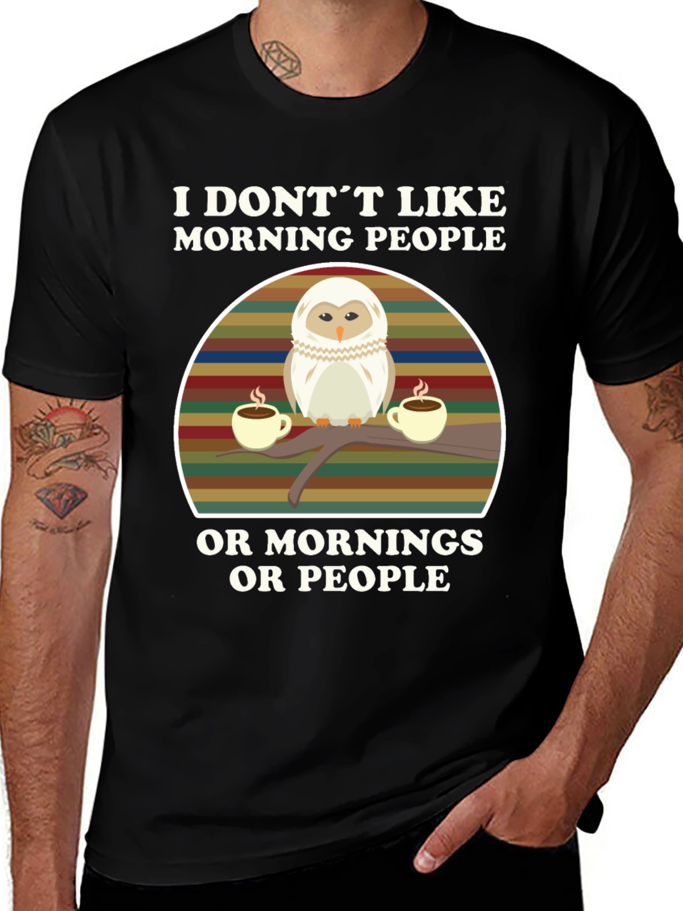 Variant 4 of I Don't Like Morning People T-Shirt - Owl Coffee Design