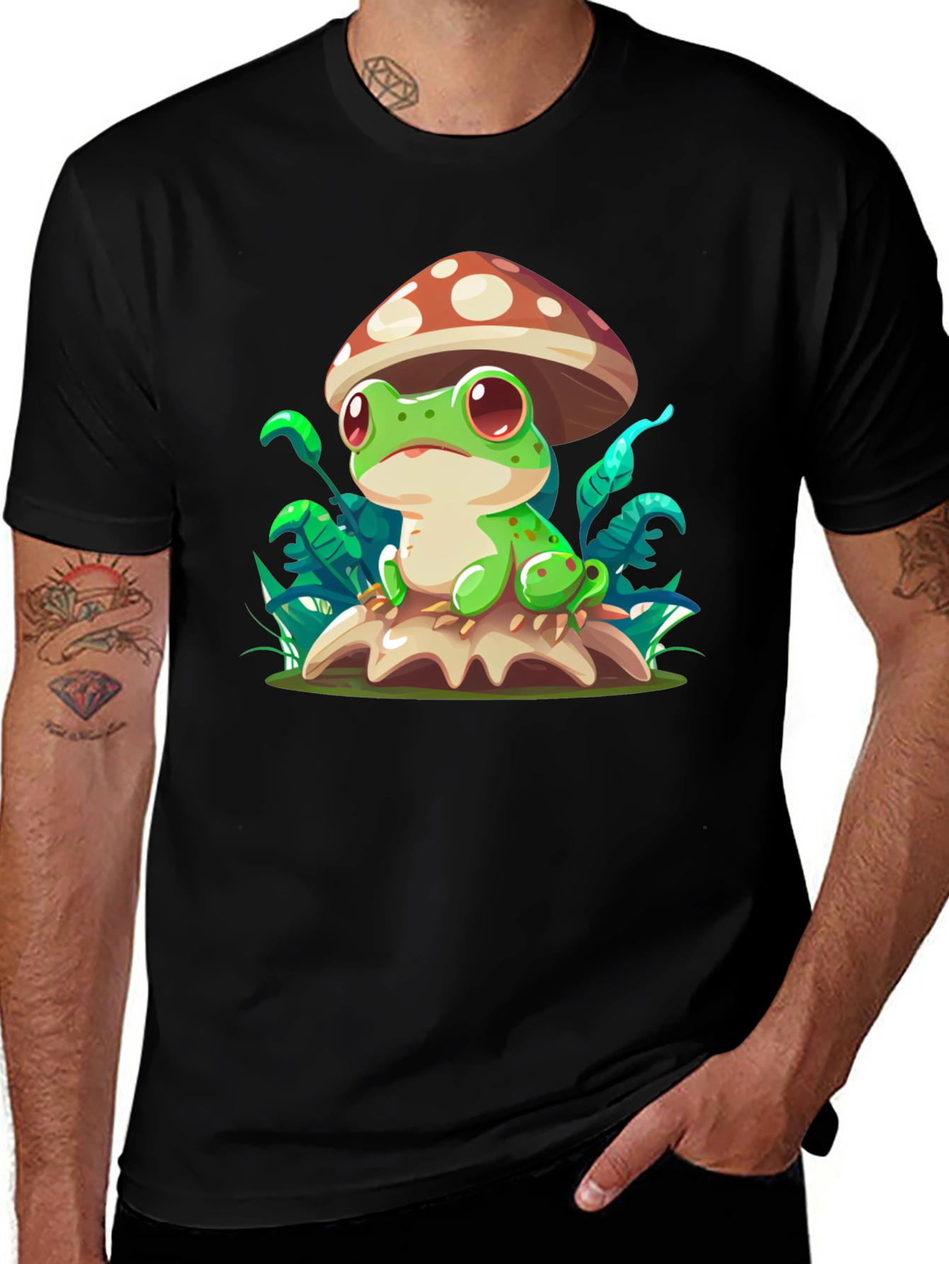 Variant 24 of Frog on Mushroom T-Shirt - Cute Cartoon Tee