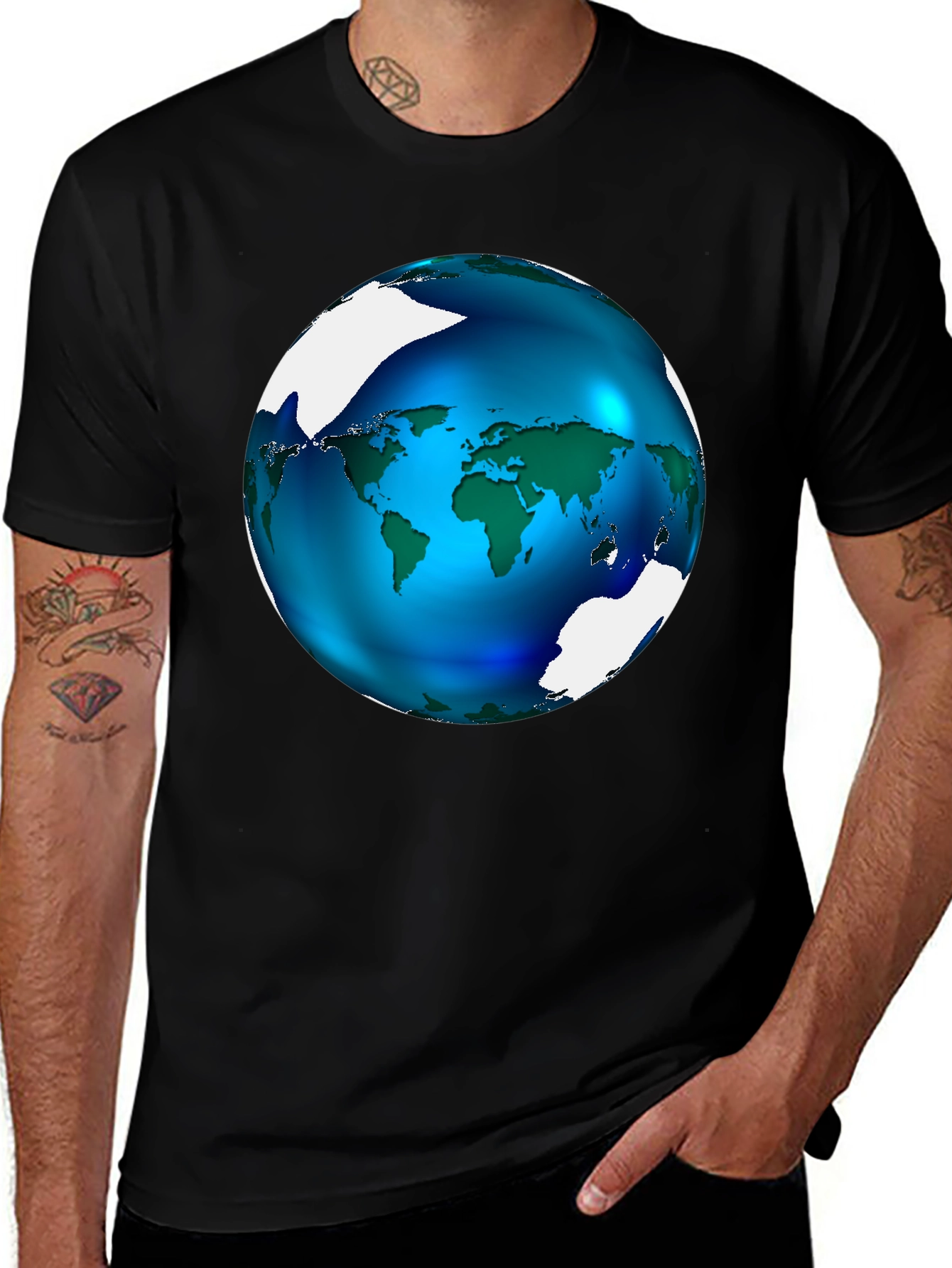 Variant 25 of World Globe Graphic Tee - Black