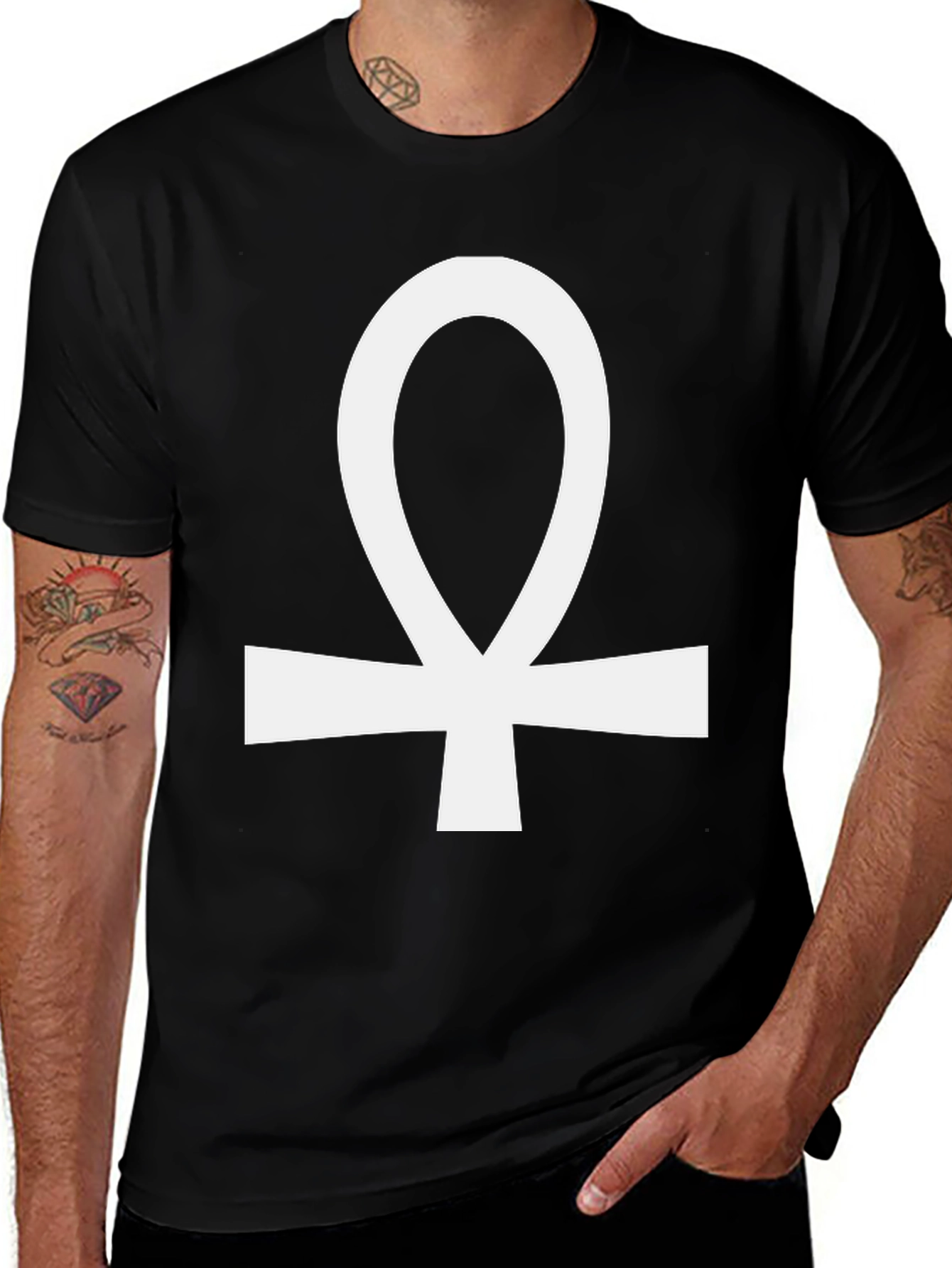 Ankh Symbol Graphic Tee - Black
