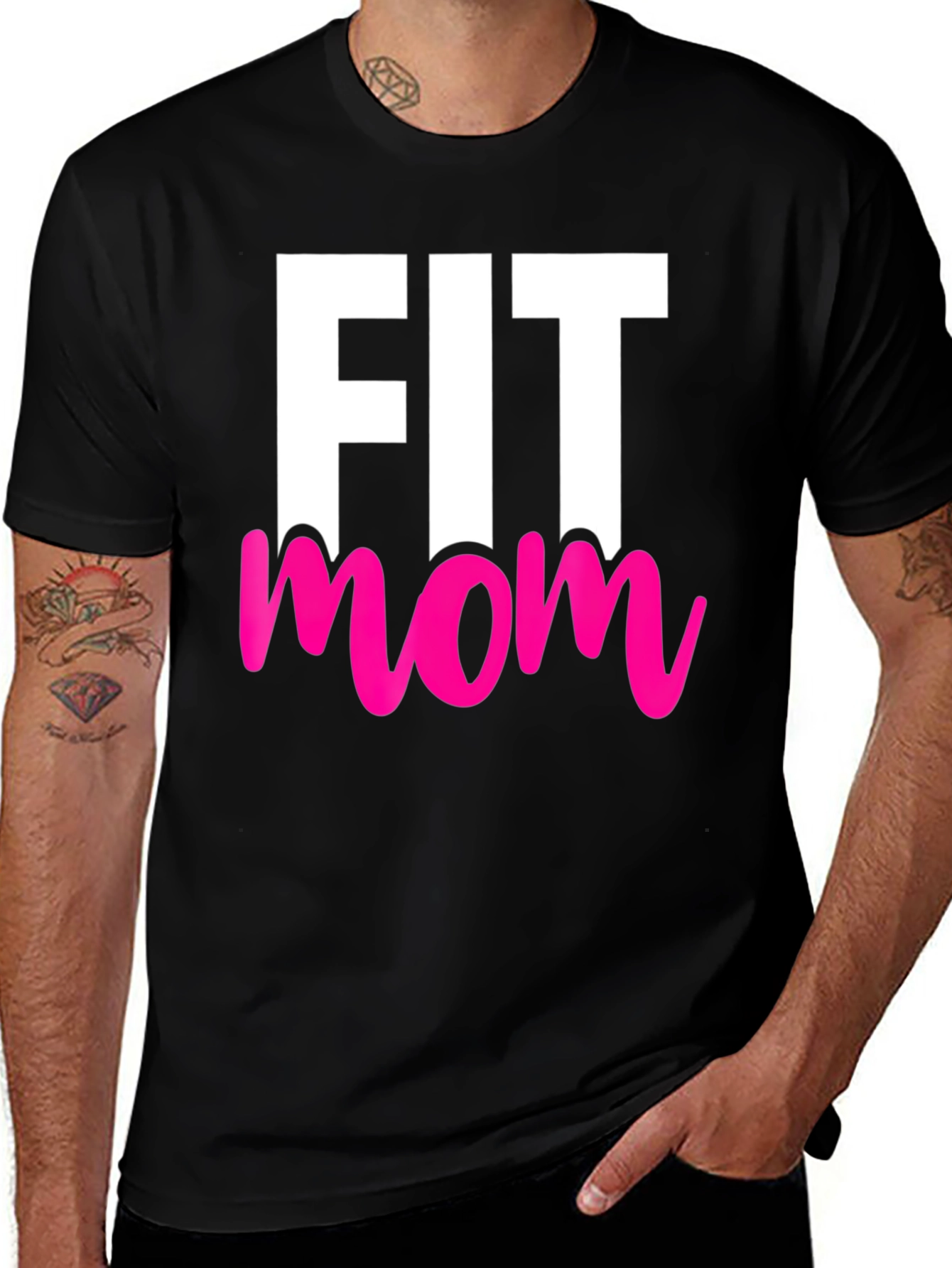 Variant 26 of Fit Mom Graphic Tee - Black Cotton T-Shirt