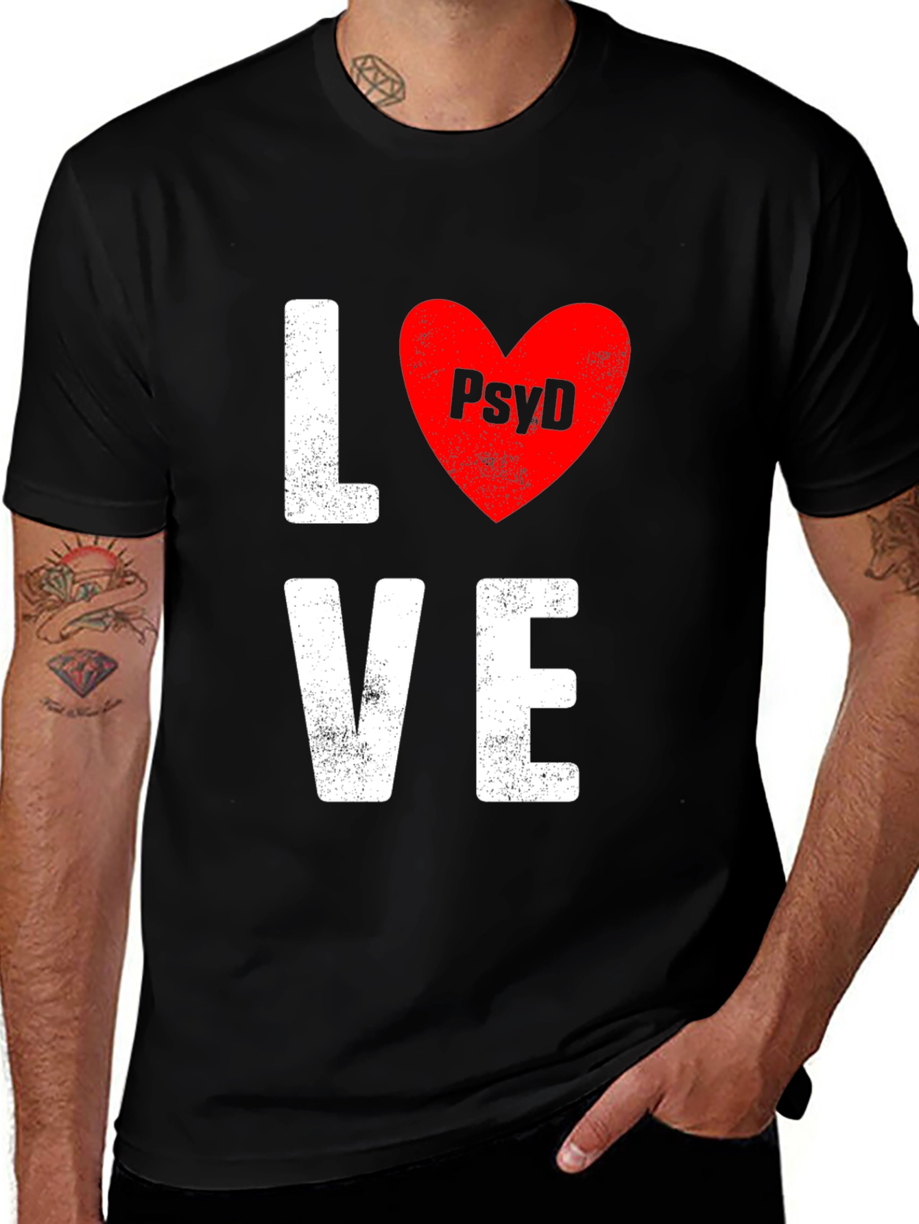 Love PsyD T-Shirt - Black Cotton Blend
