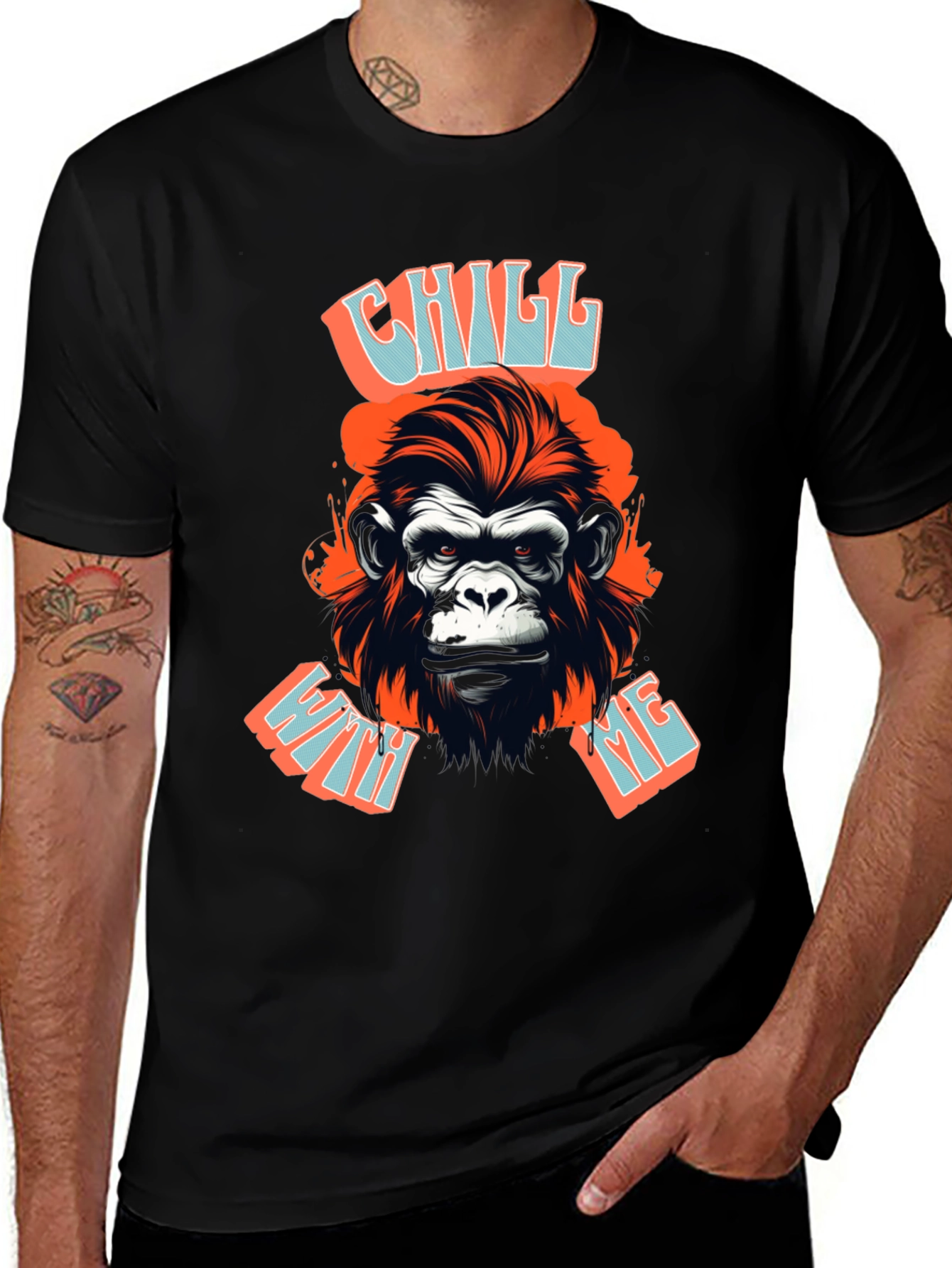 Variant 15 of Chill With Me Gorilla Graphic Tee - Black