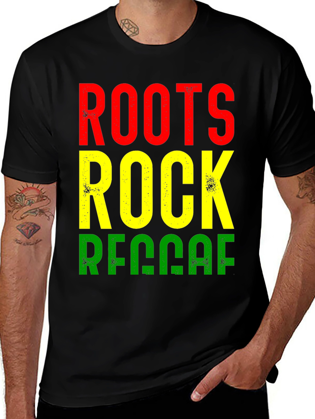 Variant 21 of Roots Rock Reggae Black T-Shirt