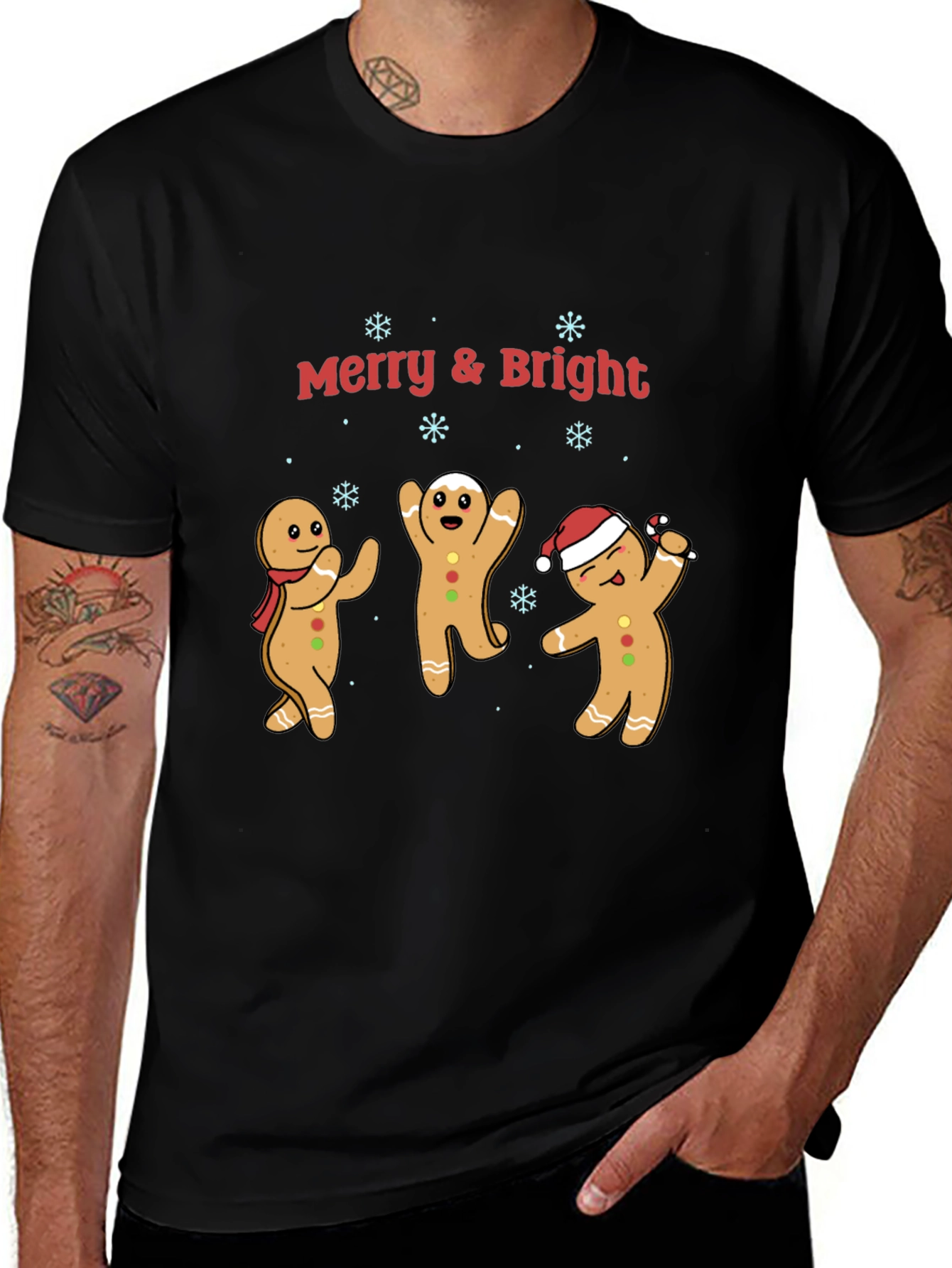 Merry & Bright Gingerbread Men Christmas T-Shirt