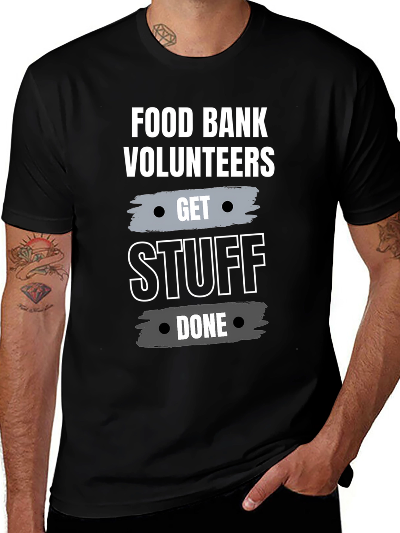 Food Bank Volunteer Get Stuff Done Black T-Shirt