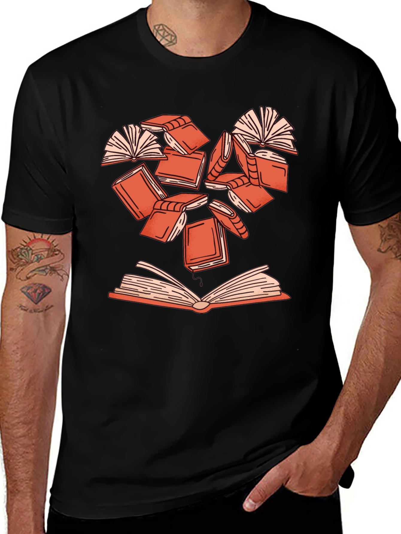 Variant 3 of Book Lover Heart T-Shirt - Black